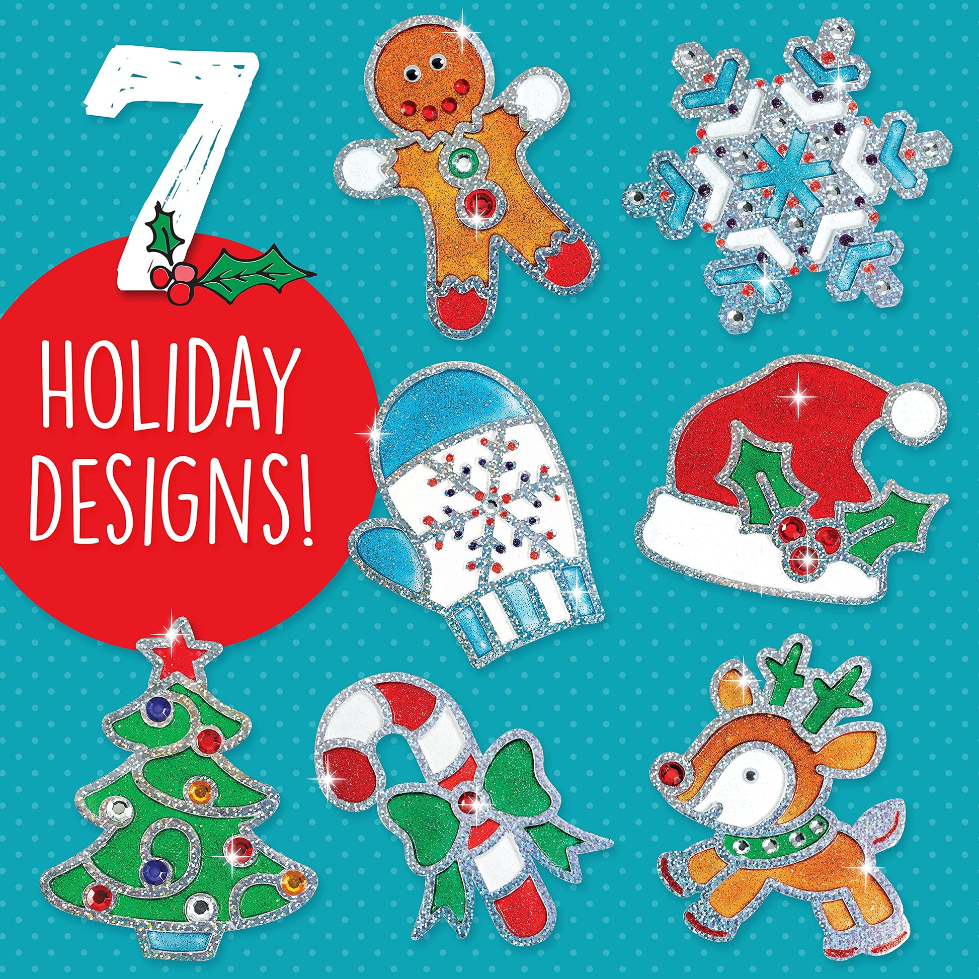 Creativity for Kids Holiday Easy Sparkle Window Art Craft Kit: Create 7 Window Art Designs, Holiday Crafts, Christmas Crafts for Kids, Christmas