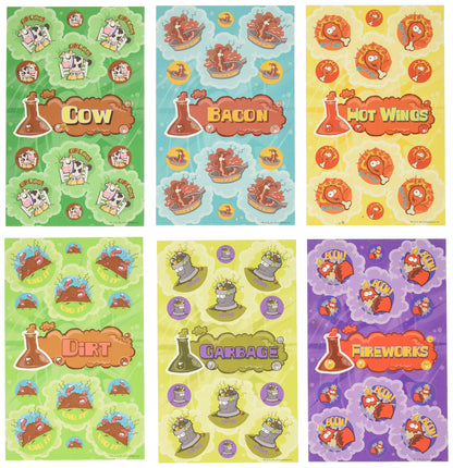 Just For Laughs Dr. Stinky's Scratch N Sniff Stickers 6-Pack, Cow, Bacon, Hot Wings, Dirt, Fireworks, Garbage, 162 Total
