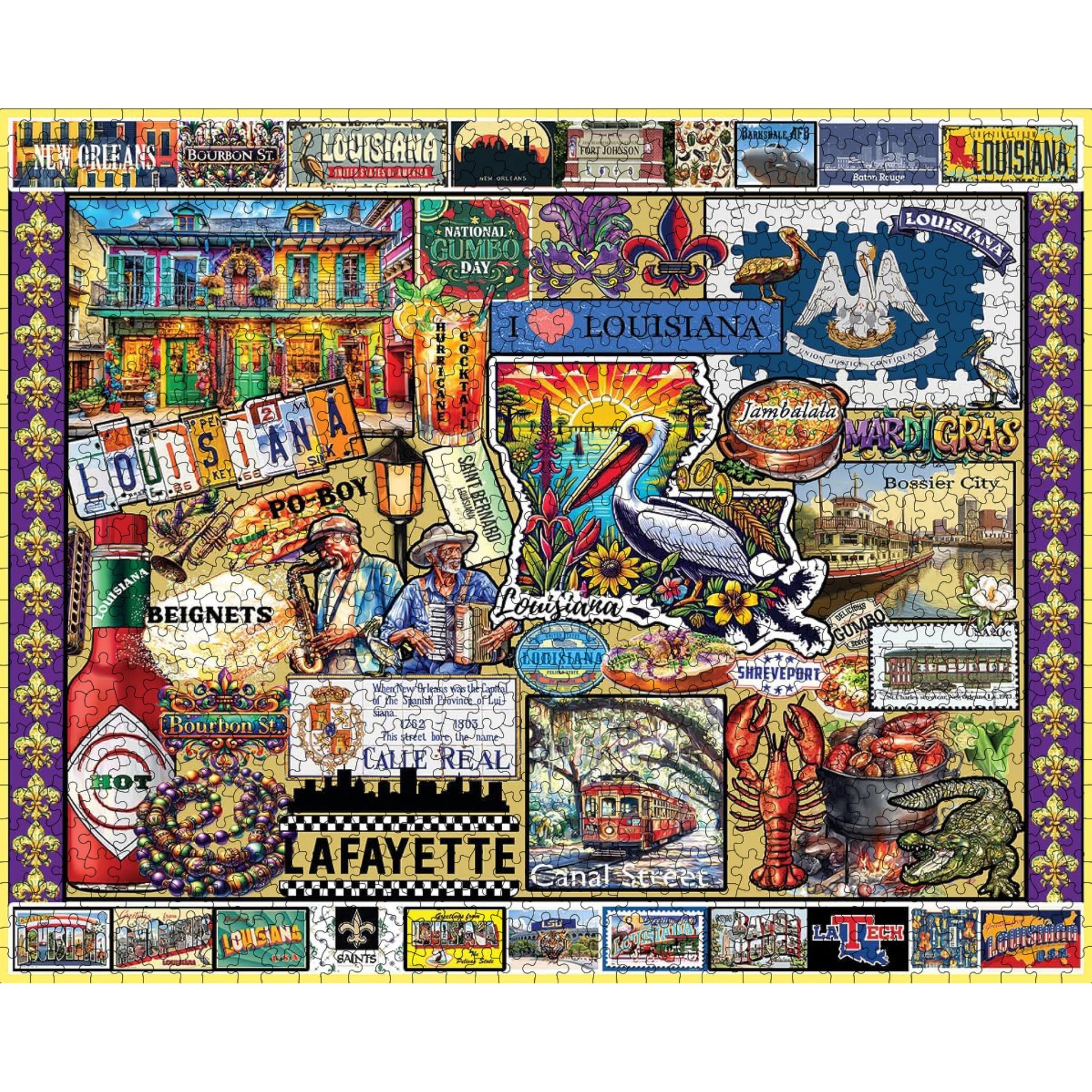 White Mountain 1000 Piece Jigsaw Puzzle Pelican State, I Love Louisiana