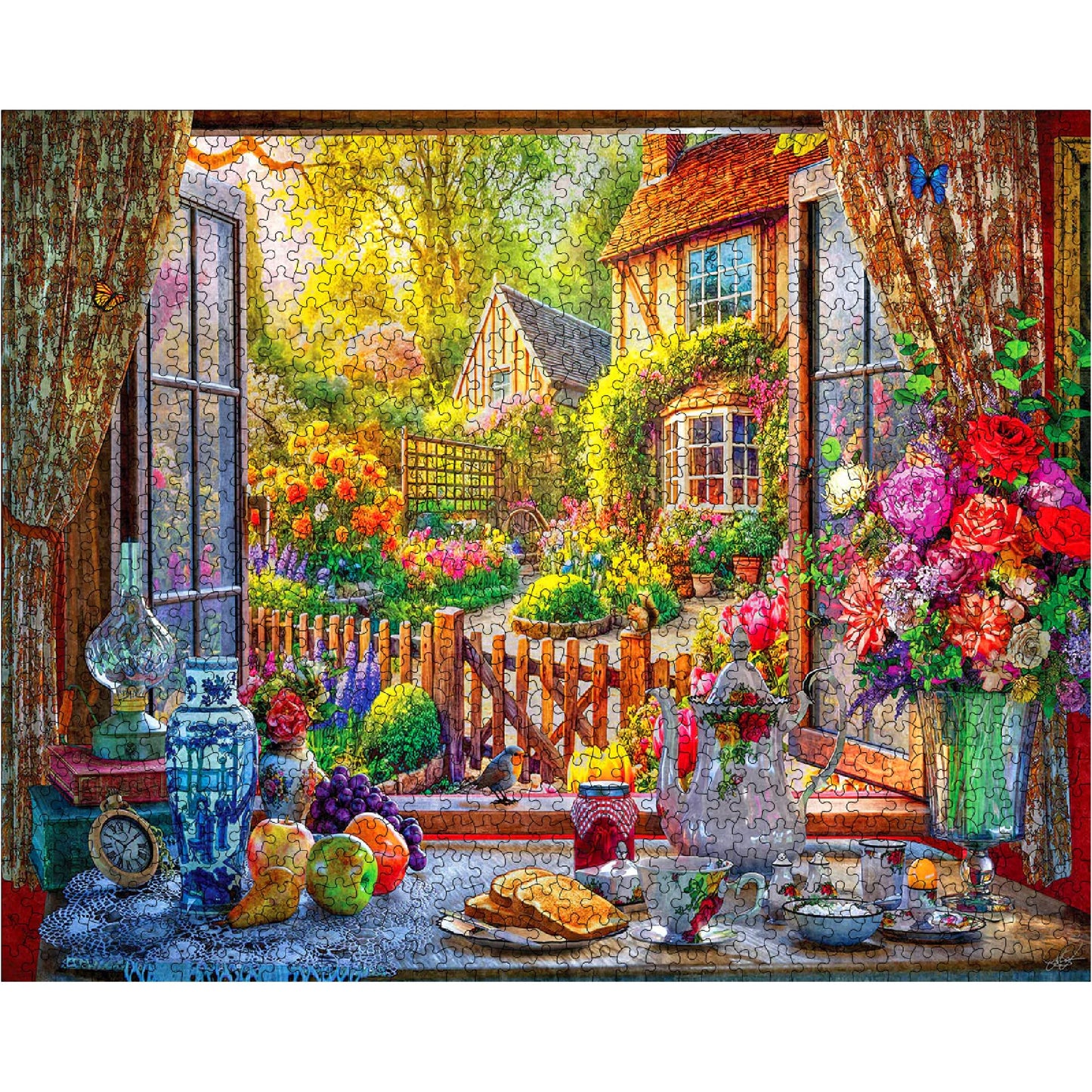 White Mountain 1000 Piece Jigsaw Puzzle Scenic Spring, Country Breakfast