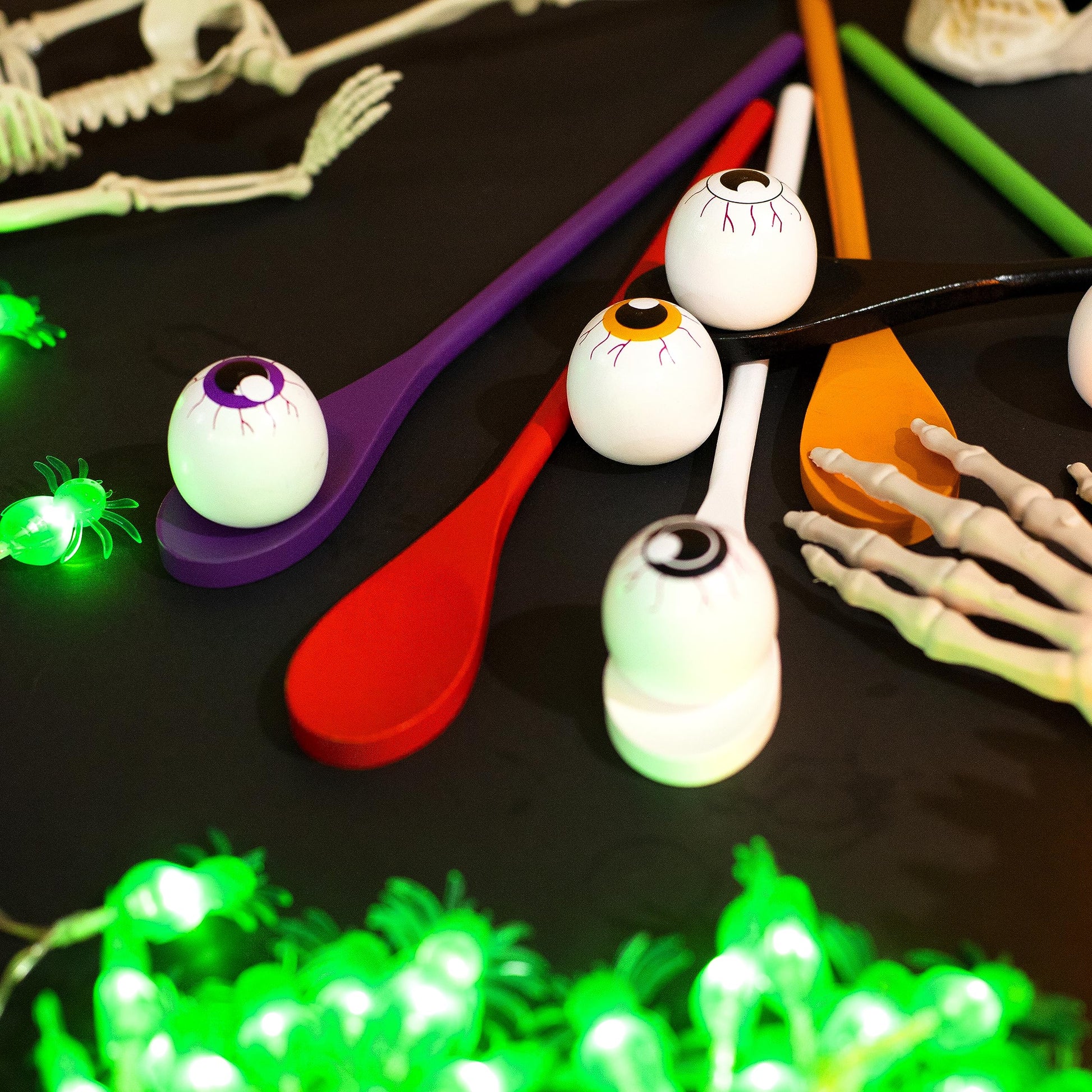JOYIN Halloween Egg and Spoon Race Game, 6 Eggs and 6 Spoons, Made of the Finest Wood, Fun Game for Parties, Birthdays Classroom Activities. Durable