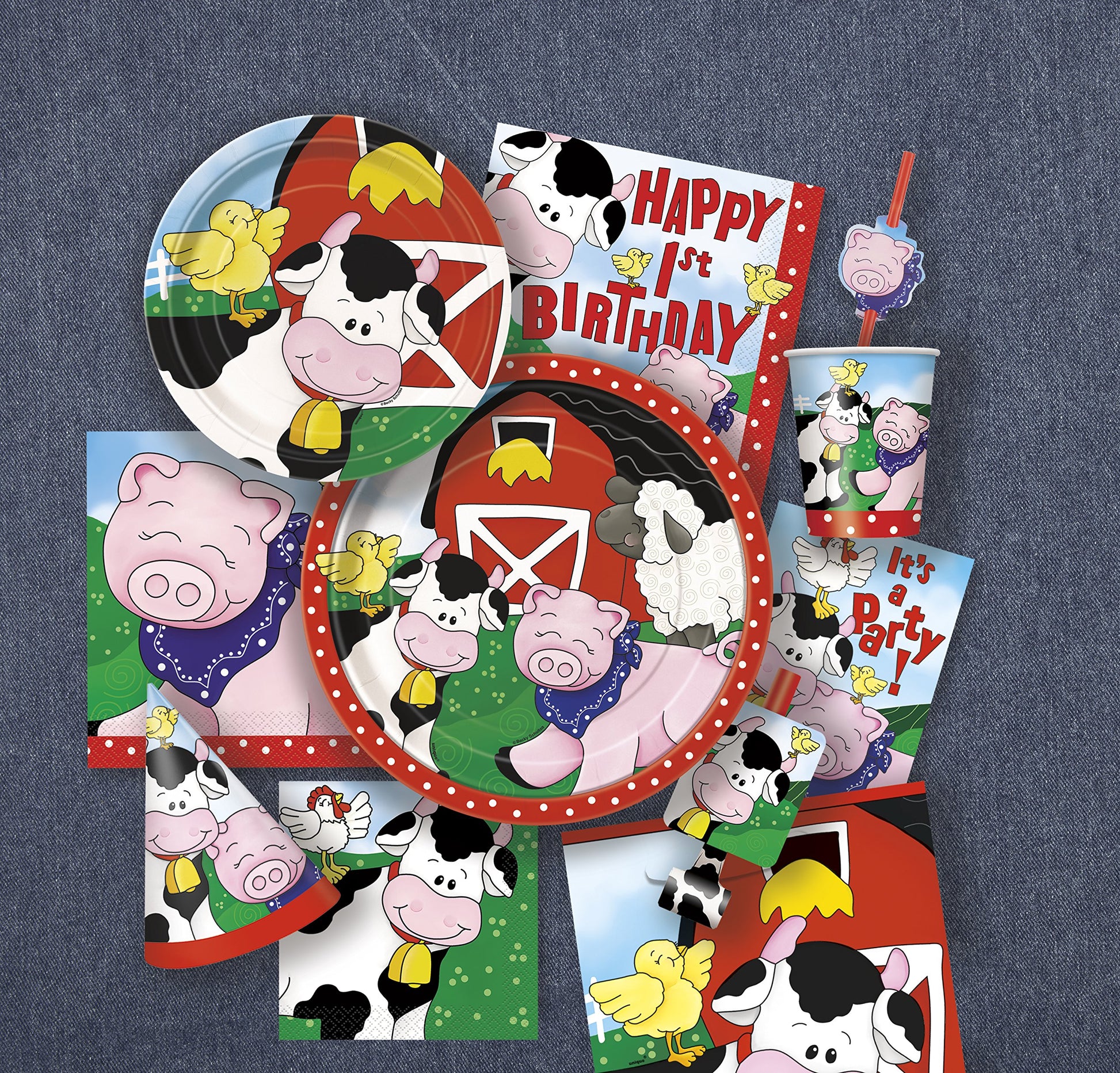 Farm Friends Round Dinner Plates - 9" (Pack of 8) - Charming & Eco-Friendly Paper Tableware for Kids' Parties, Barnyard Events, and Animal-Themed