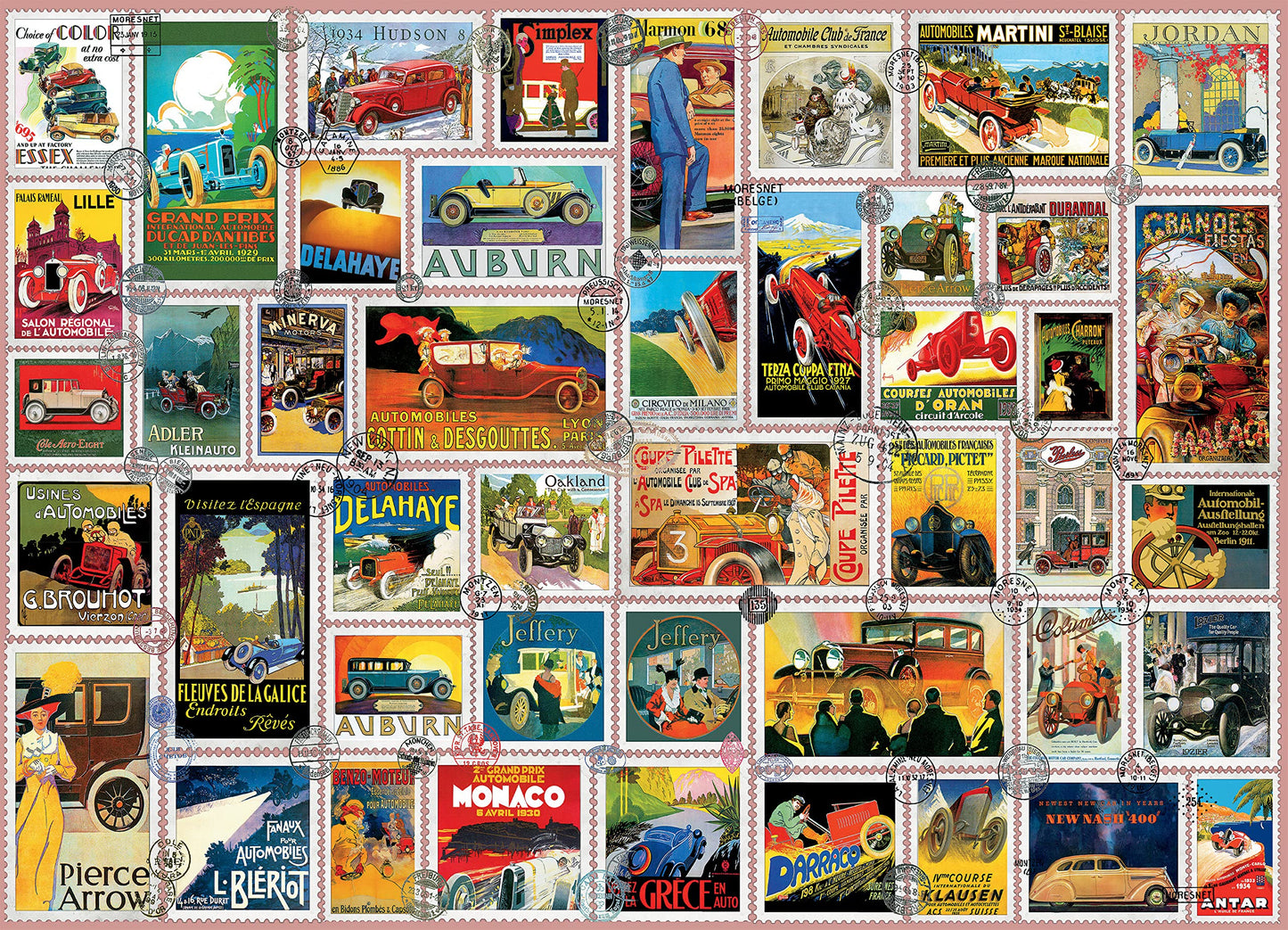 Ceaco - Barbara Behr - Stamps - Car Stamps - 1000 Piece Jigsaw Puzzle, 26.6 x 19