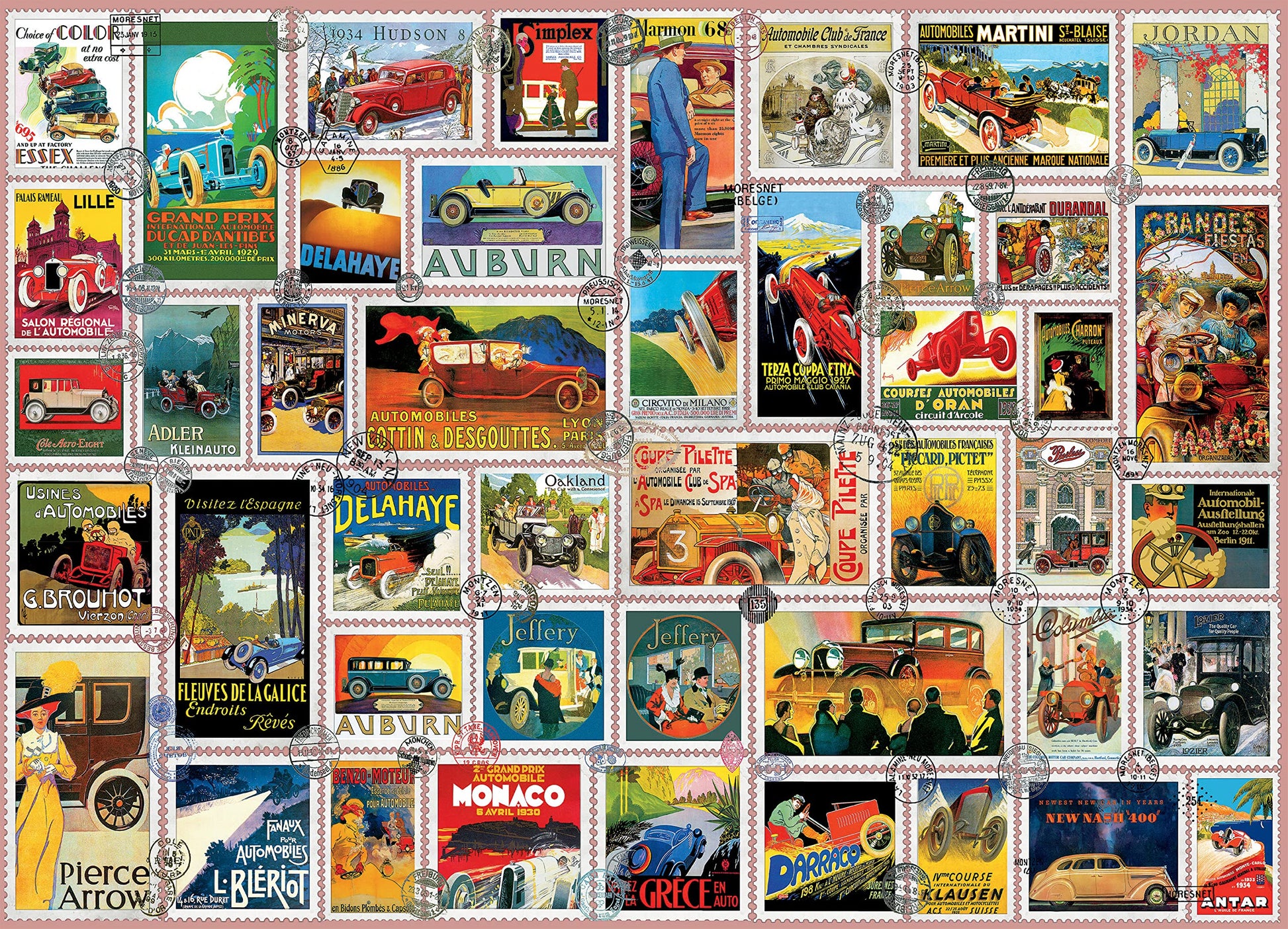 Ceaco - Barbara Behr - Stamps - Car Stamps - 1000 Piece Jigsaw Puzzle, 26.6 x 19