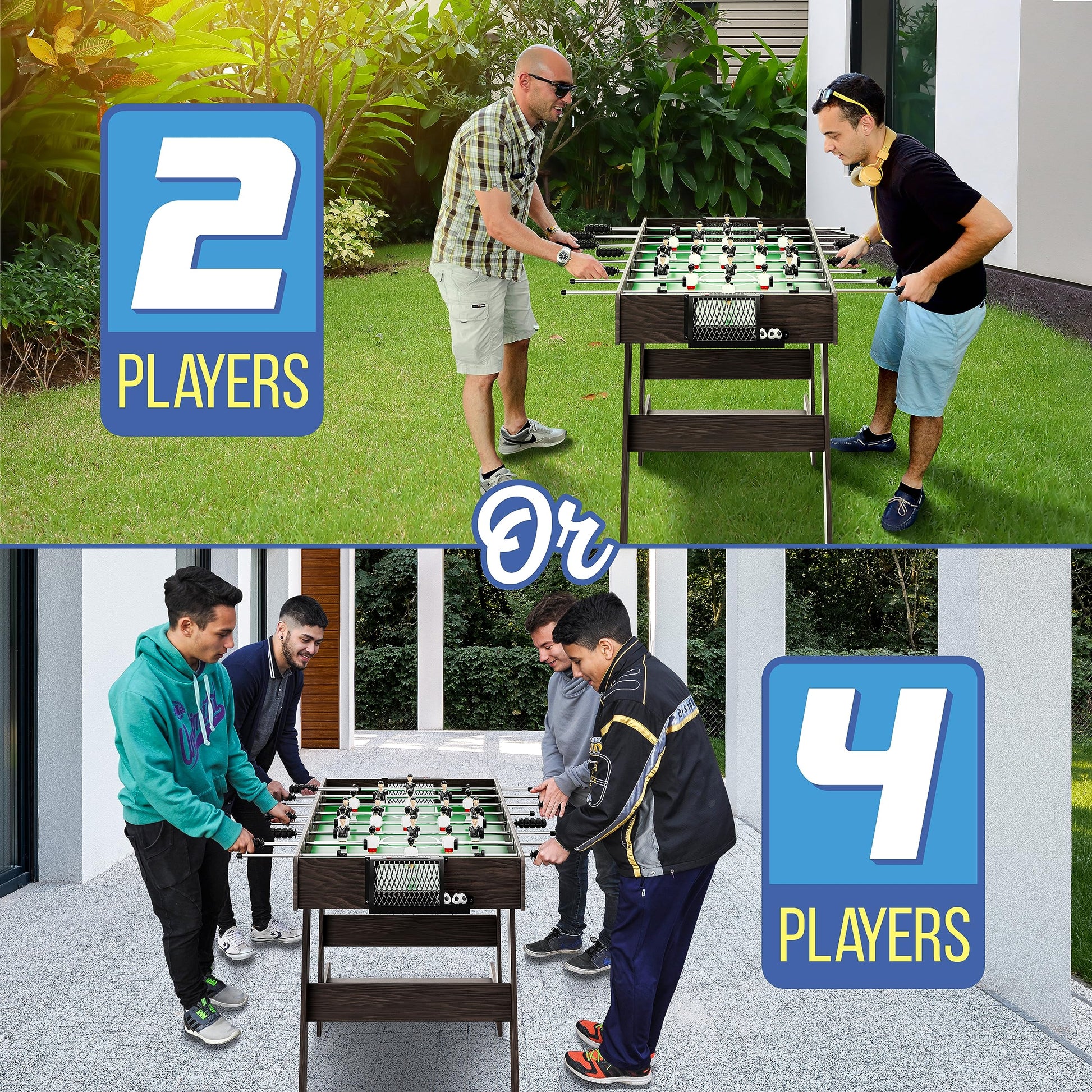 SereneLife Folding Foosball Table, 4’ x 2’ Full Competition Size Foldable Space Saving Table Soccer for Home, Arcade Game Room, for Indoor or Outdoor