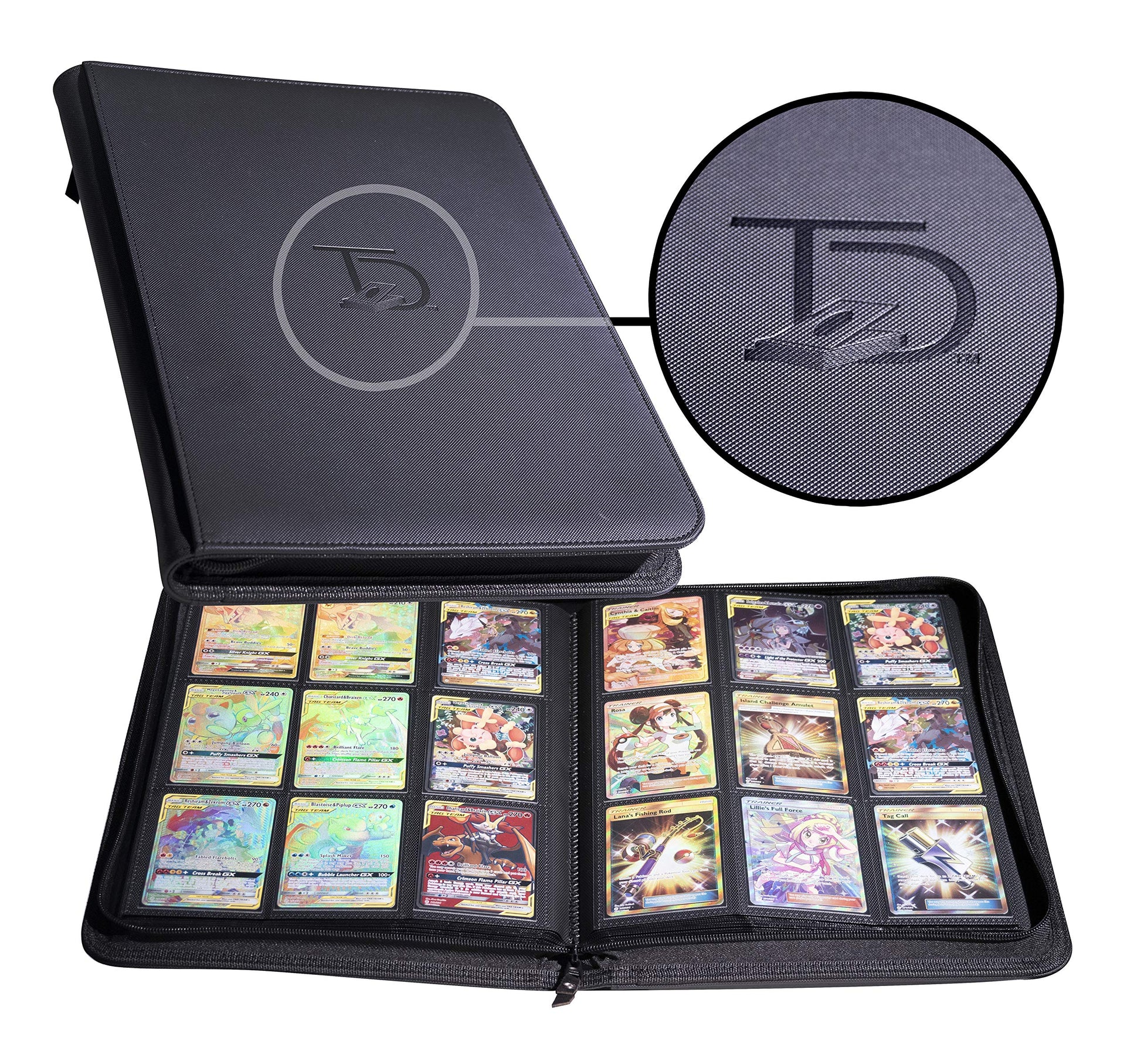 TopDeck 500 Card Ringless Zip Binder Pro - 9-Pocket Pages Side Load Sleeve TCG Storage Portfolio, Compatible with Pokemon, Yu-Gi-Oh, One Piece, MTG