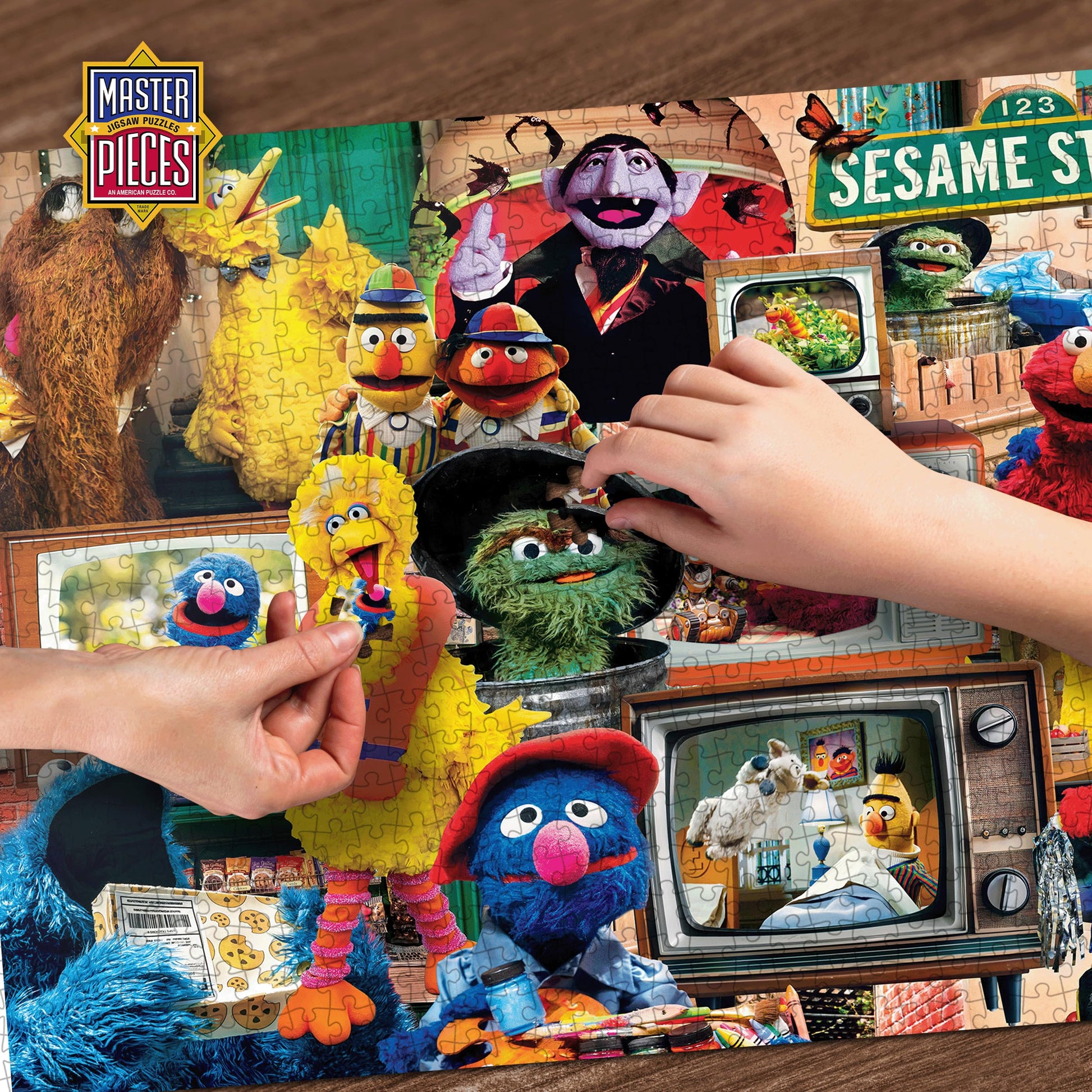 MasterPieces Sesame Street Big Bird's Block Party 1000 Piece Adult Jigsaw Puzzle - Cartoon Jigsaw 19.25"x26.75"