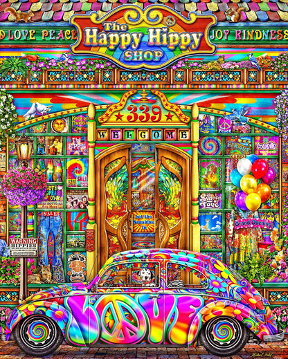 Springbok The Happy Hippy Shop 1000 Piece Jigsaw Puzzle for Adults - Unique Cut Pieces - Made in USA
