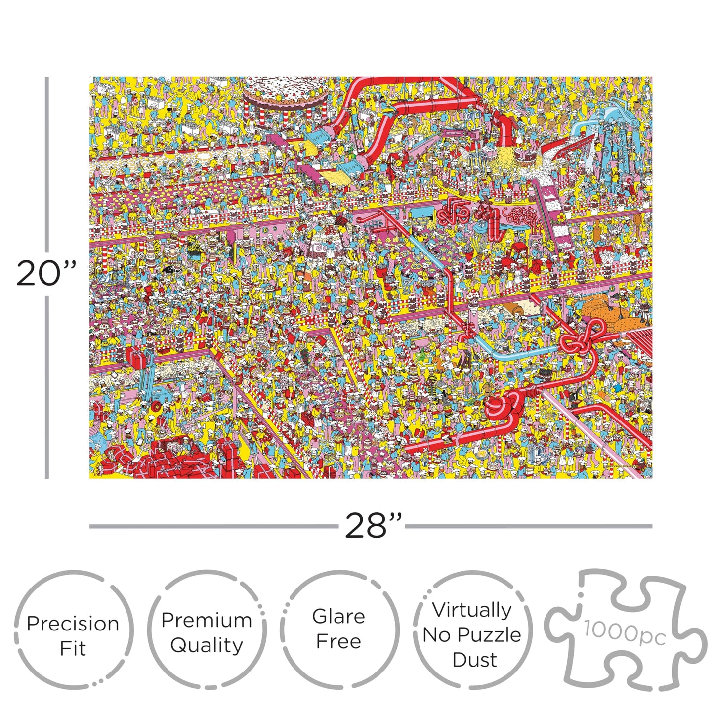 AQUARIUS Where’s Waldo? Cake Factory 1000pc Puzzle (1000 Piece Jigsaw Puzzle) - Glare Free - Precision Fit - Officially Licensed Where's Waldo