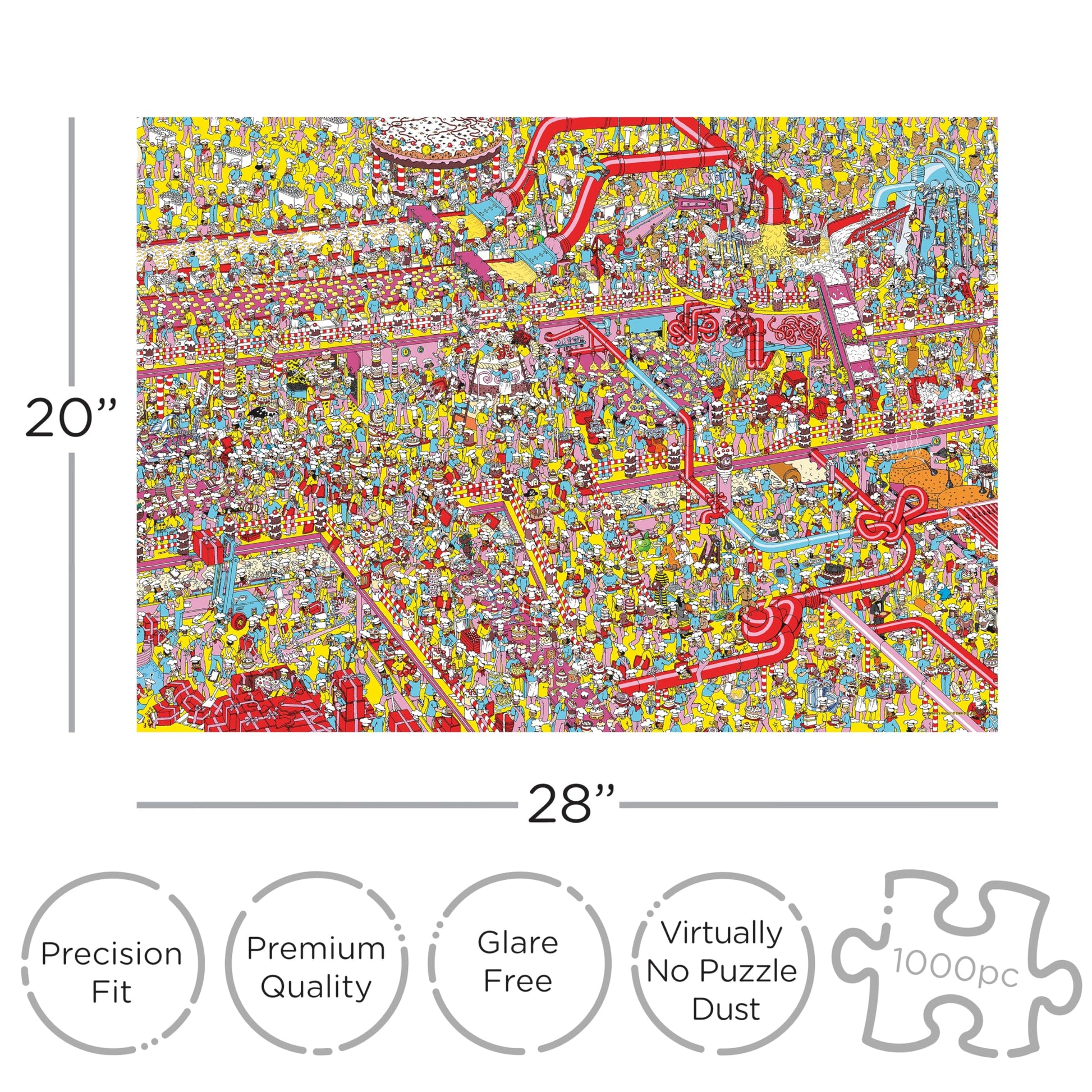 AQUARIUS Where’s Waldo? Cake Factory 1000pc Puzzle (1000 Piece Jigsaw Puzzle) - Glare Free - Precision Fit - Officially Licensed Where's Waldo