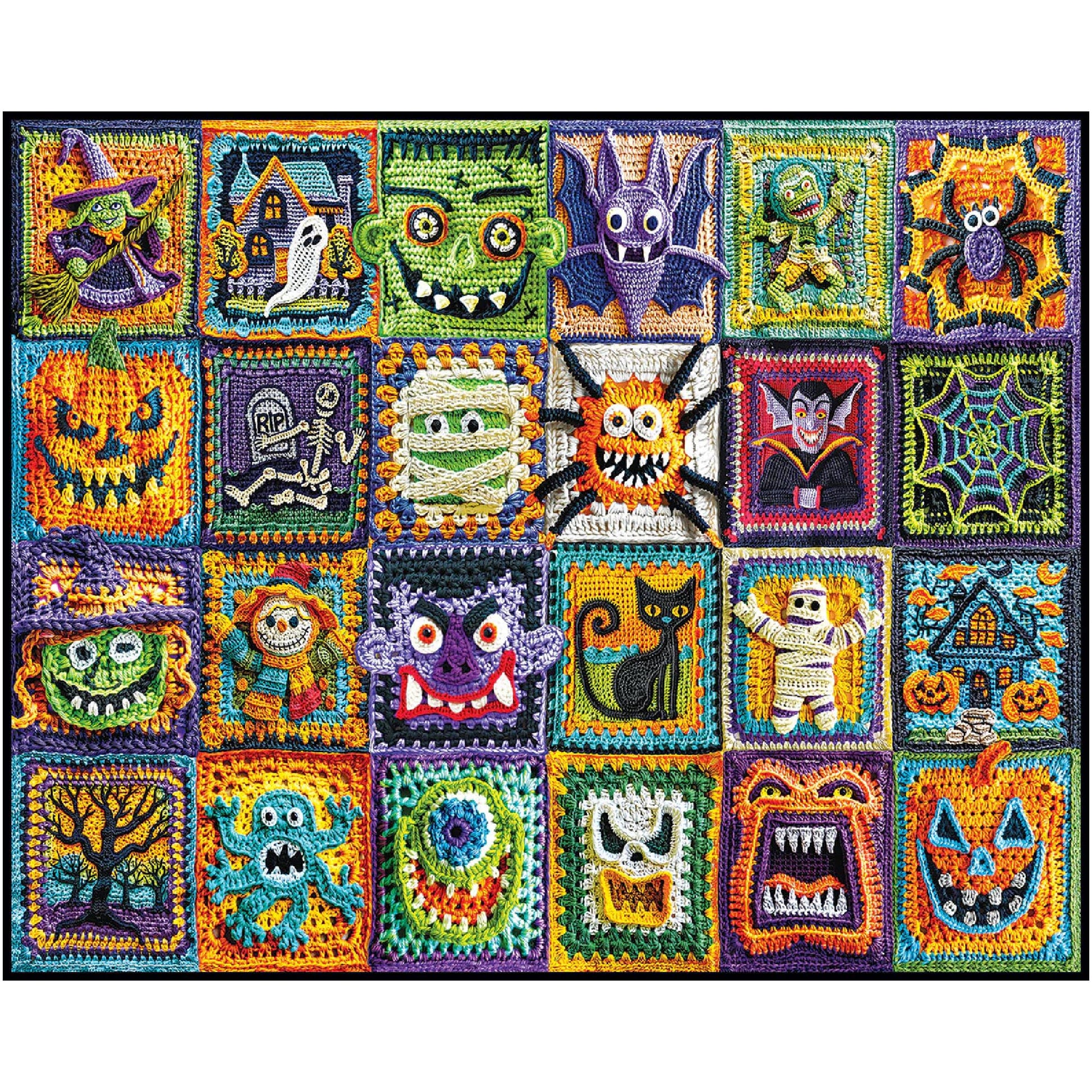 White Mountain 1000 Piece Jigsaw Puzzle Spooky Monster, Halloween Crochet