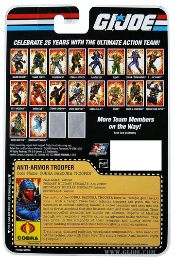 G.I. Joe 25th Anniversary Comic Series Cardback: Cobra Bazooka Trooper (Anti-Armor Trooper) 3.75 Inch Action Figure