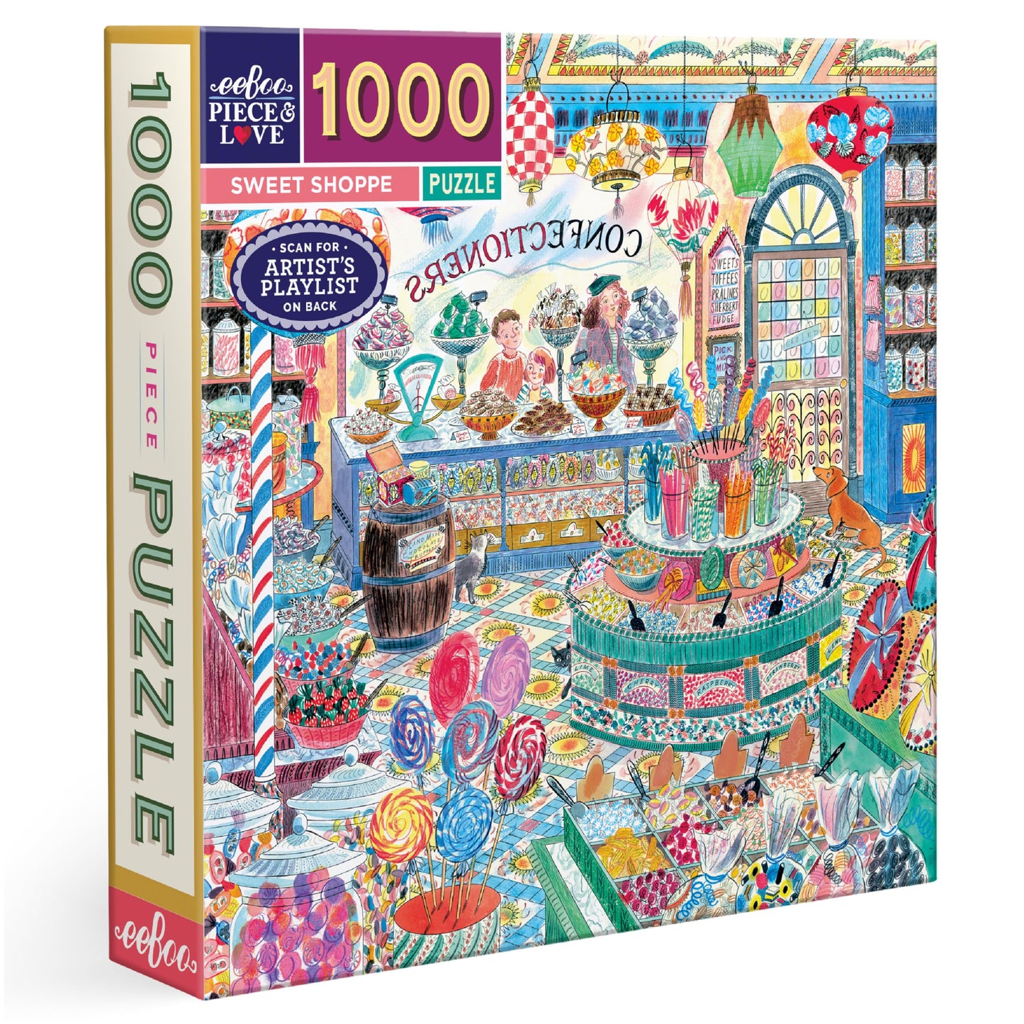 eeBoo Sweet Shoppe 1000 Piece Square Jigsaw Puzzle, 23" x 23"