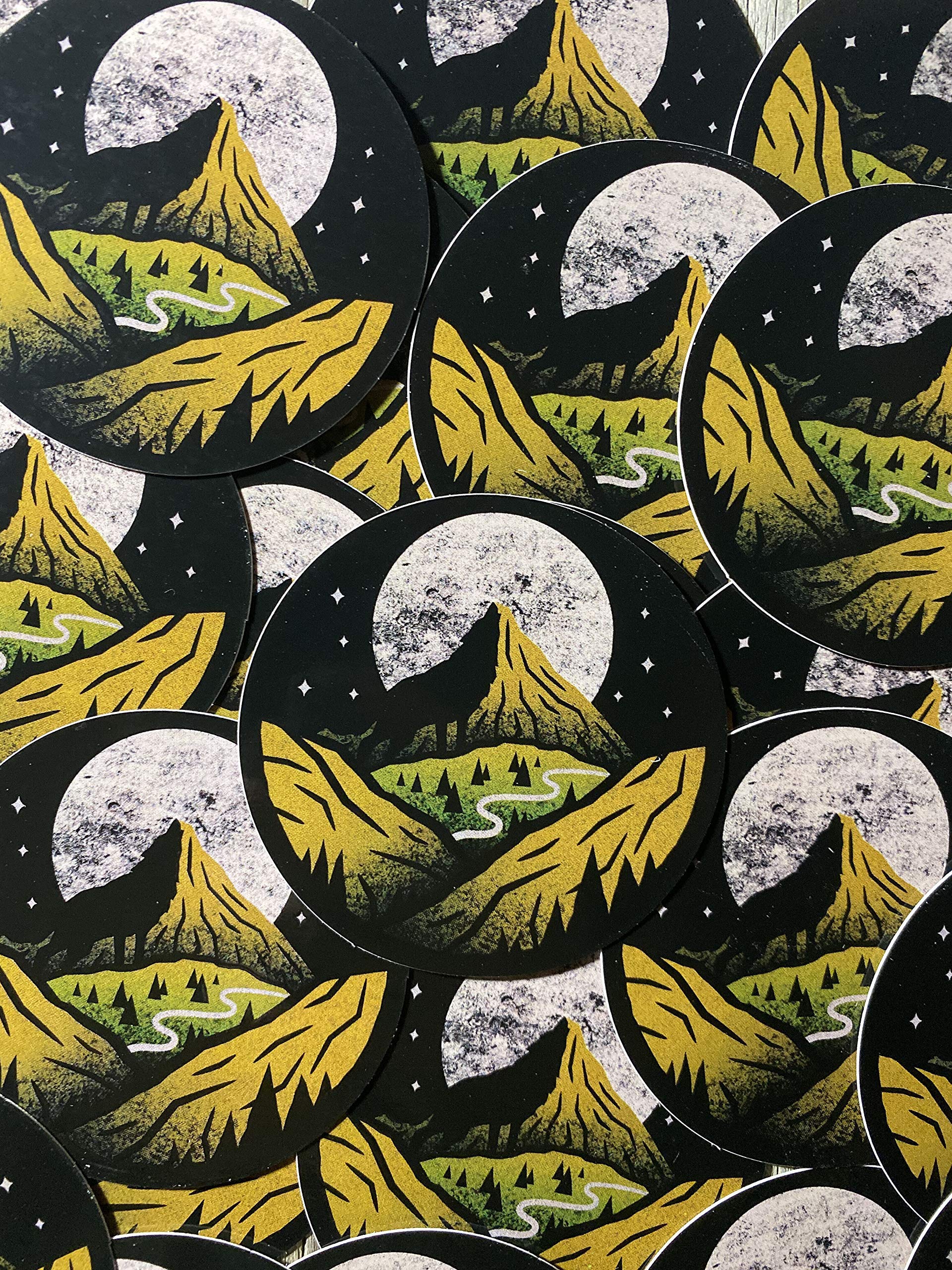 Mountain and Moon Sticker