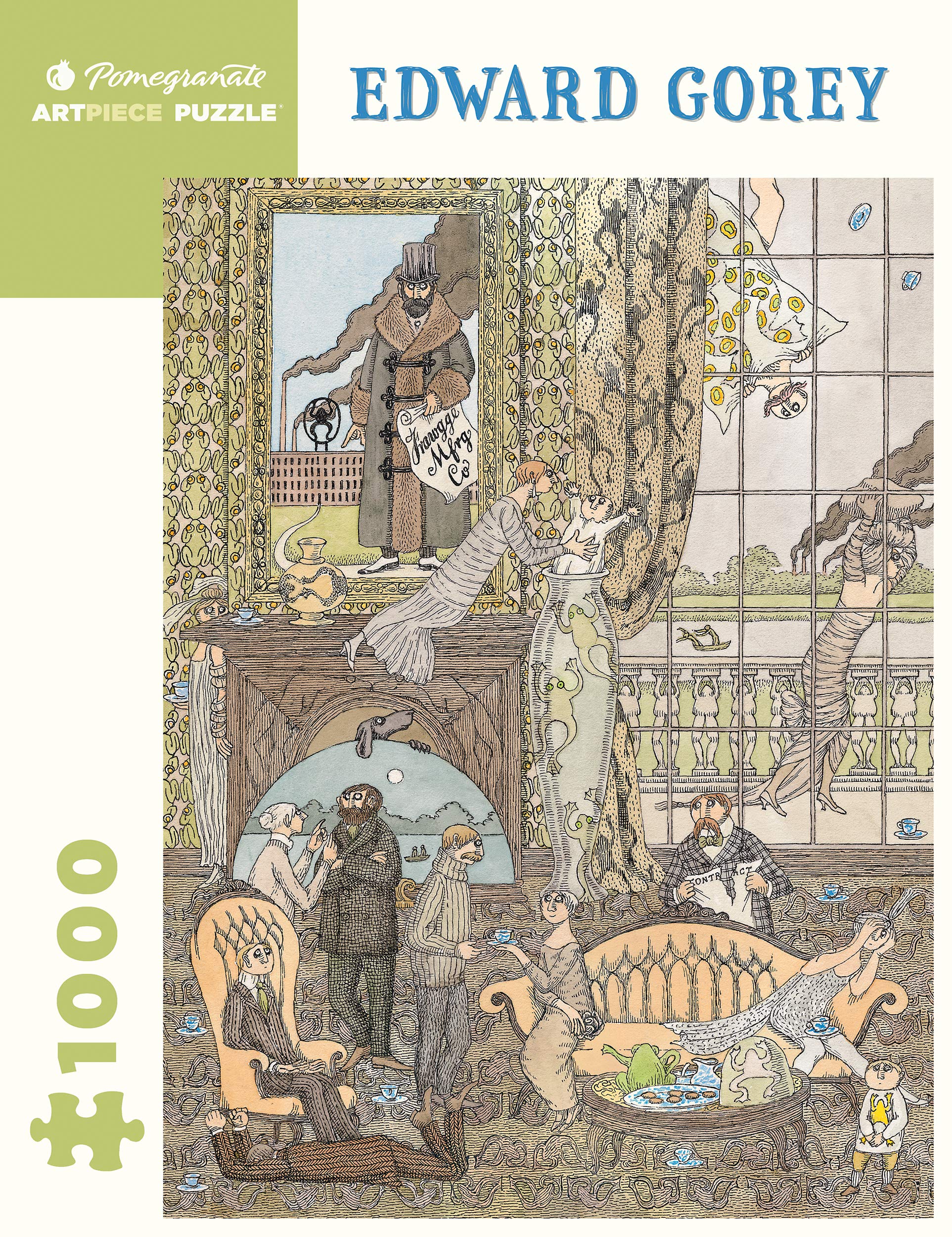 Pomegranate 1000-Piece Puzzle, Edward Gorey, Victorian Society w/Frogs