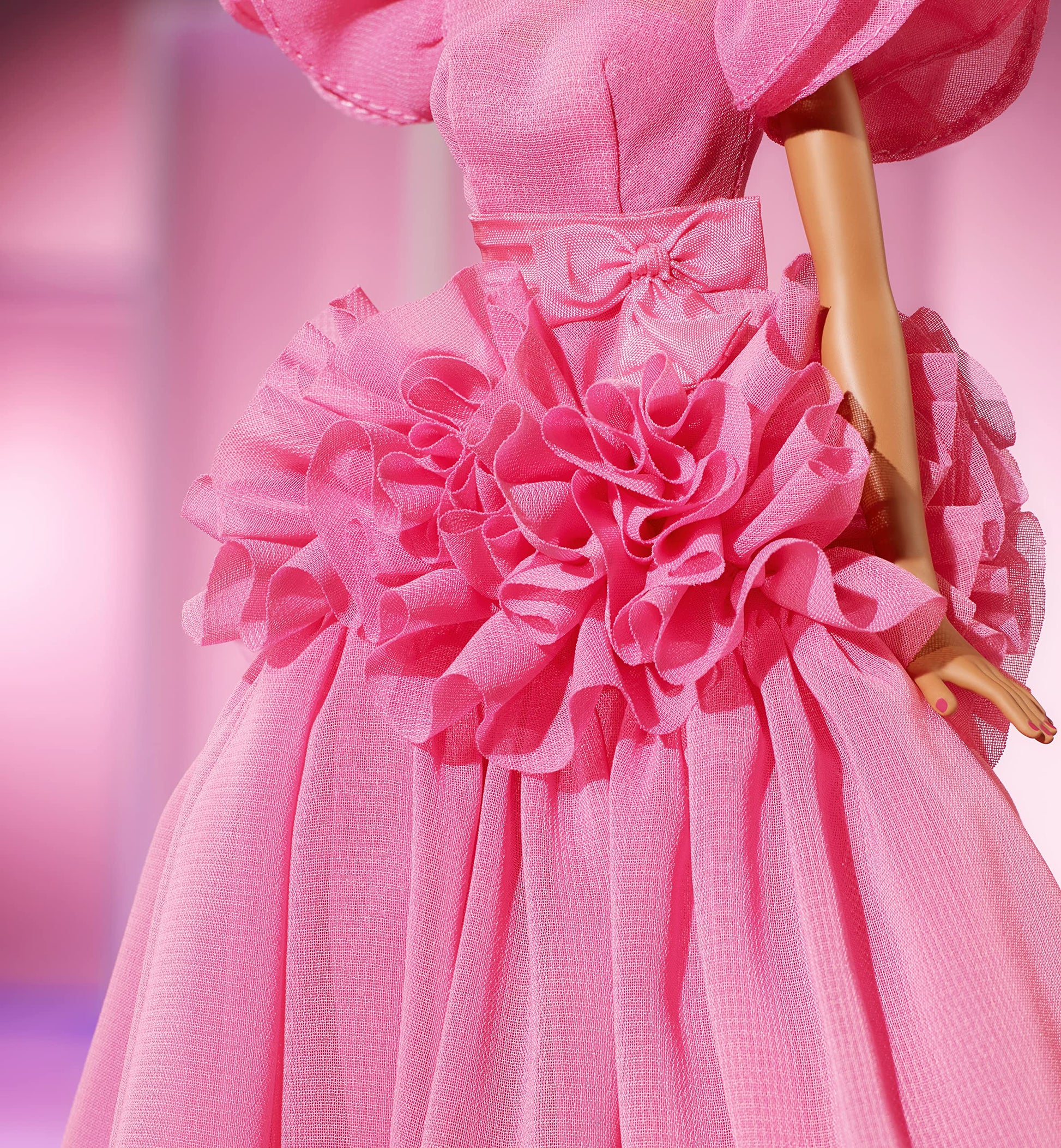 Barbie Signature Pink Collection Doll 3, Barbie Doll (Blonde) with Silkstone Body, Wearing Ruffled Chiffon Gown, Gift for Collectors