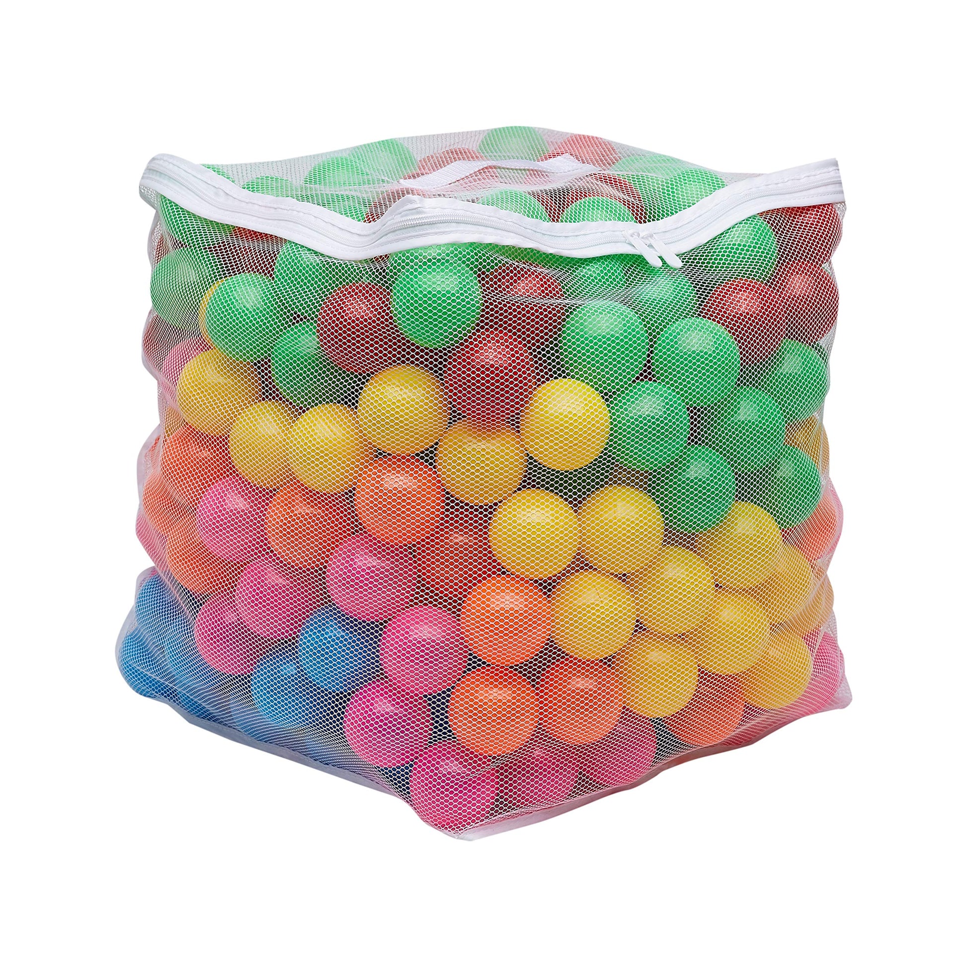 Amazon Basics BPA Free Ball Pit Balls with Storage Bag, Crush-Proof Plastic for Toddlers Kids 12+ Months Play, Phthalate Free, 6 Bright Colors, Pack
