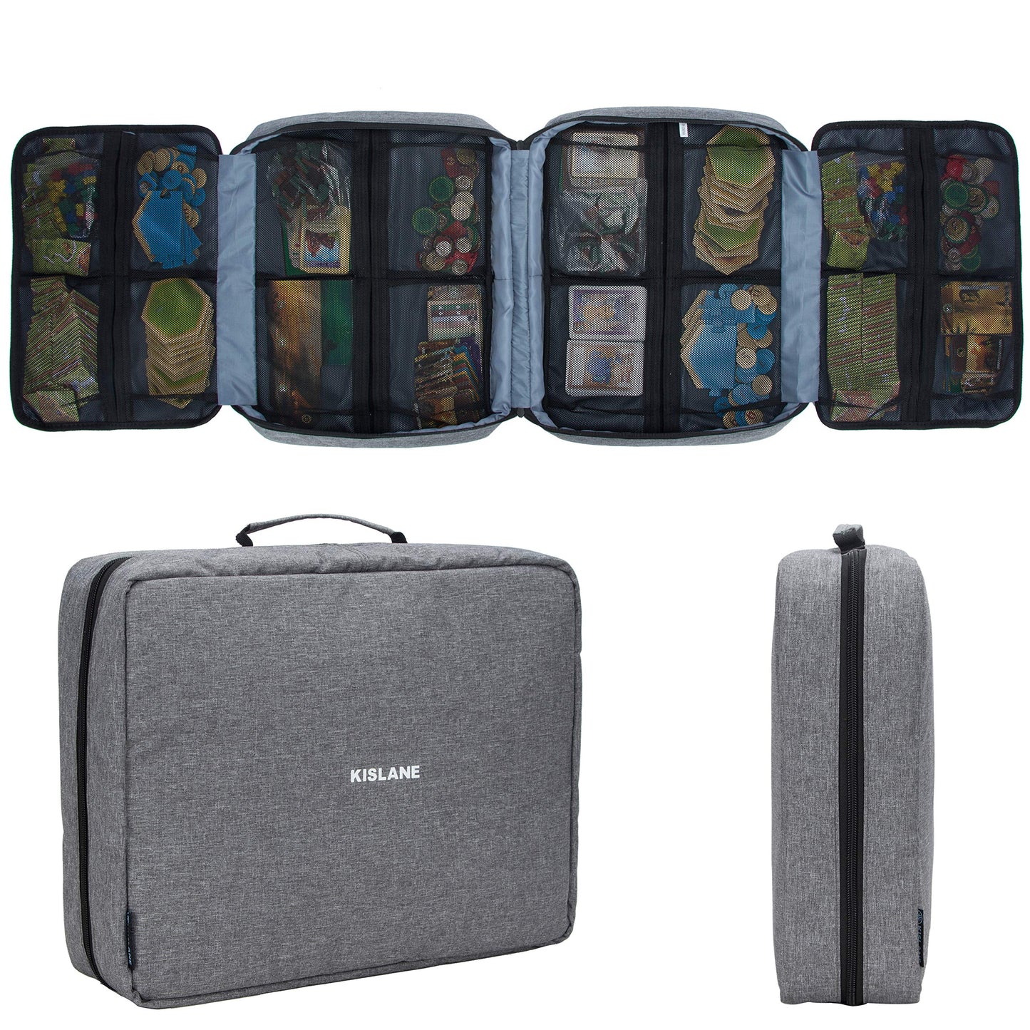 KISLANE Board Game Carrying Case with 18 Pockets for Board Games, Pieces, Tokens, Cards and More, Expandable Board Game Storage Solution for Travel
