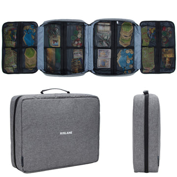 KISLANE Board Game Carrying Case with 18 Pockets for Board Games, Pieces, Tokens, Cards and More, Expandable Board Game Storage Solution for Travel