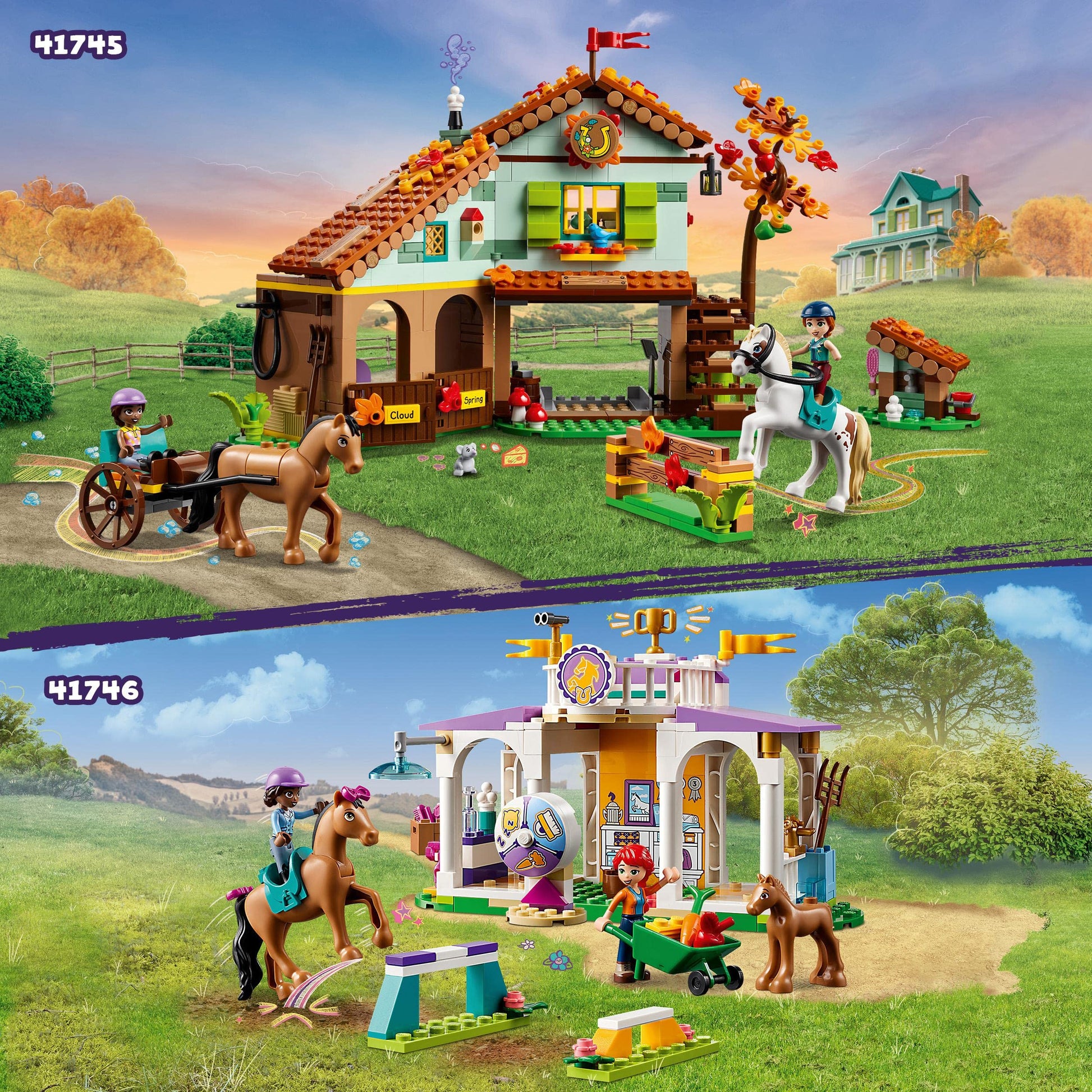 Lego Friends Autumn’s Horse Stable 41745 Building Toy, Role-Play Fun for Kids Ages 7+, with 2 Mini-Dolls and 2 Horses, Carriage and Riding