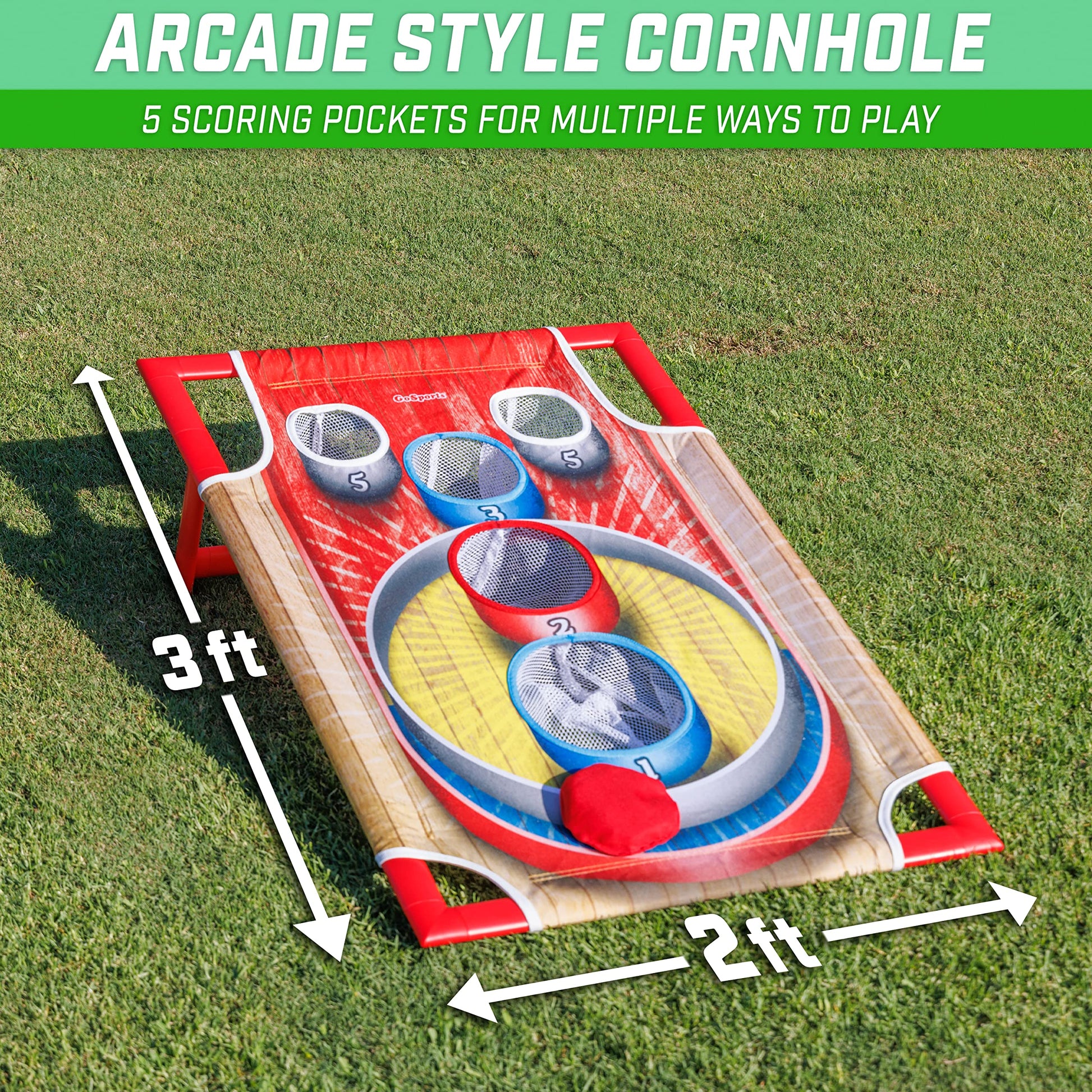 GoSports Cornhole Bean Bag Toss Game - Includes 1 Target, 8 Bean Bags, and Carrying Case