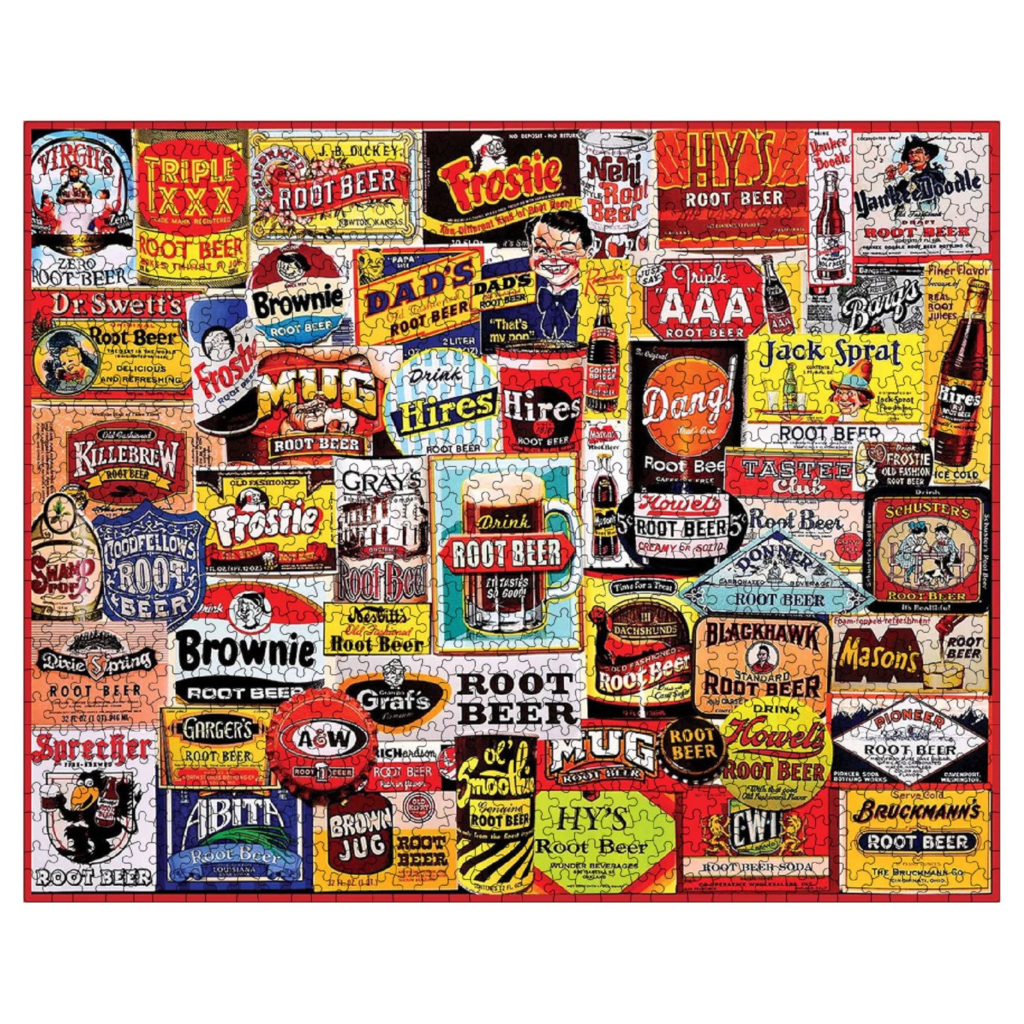 White Mountain 1000 Piece Jigsaw Puzzle Nostalgic Drink Collage Puzzles with Large Pieces, Gift for Adults and Family 24"x30" - Root Beers