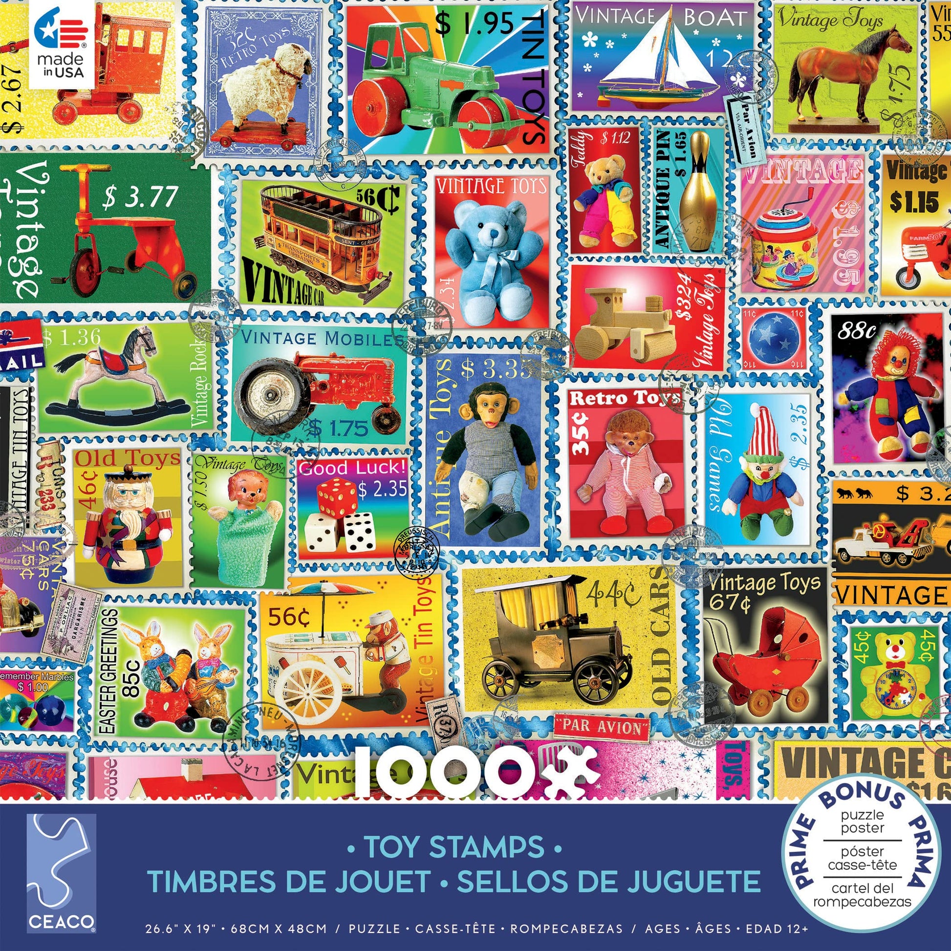 Ceaco - Barbara Behr - Stamps - Toy Stamps - 1000 Piece Jigsaw Puzzle
