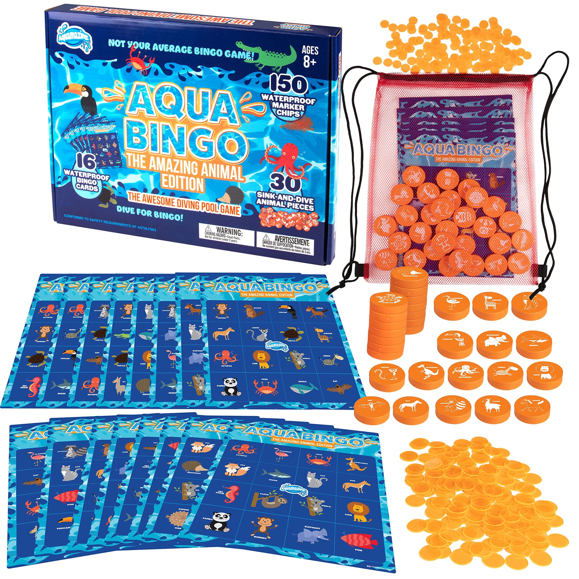 Pool Bingo Diving Game for Kids- Summer Animal Party Fun Edition Toy