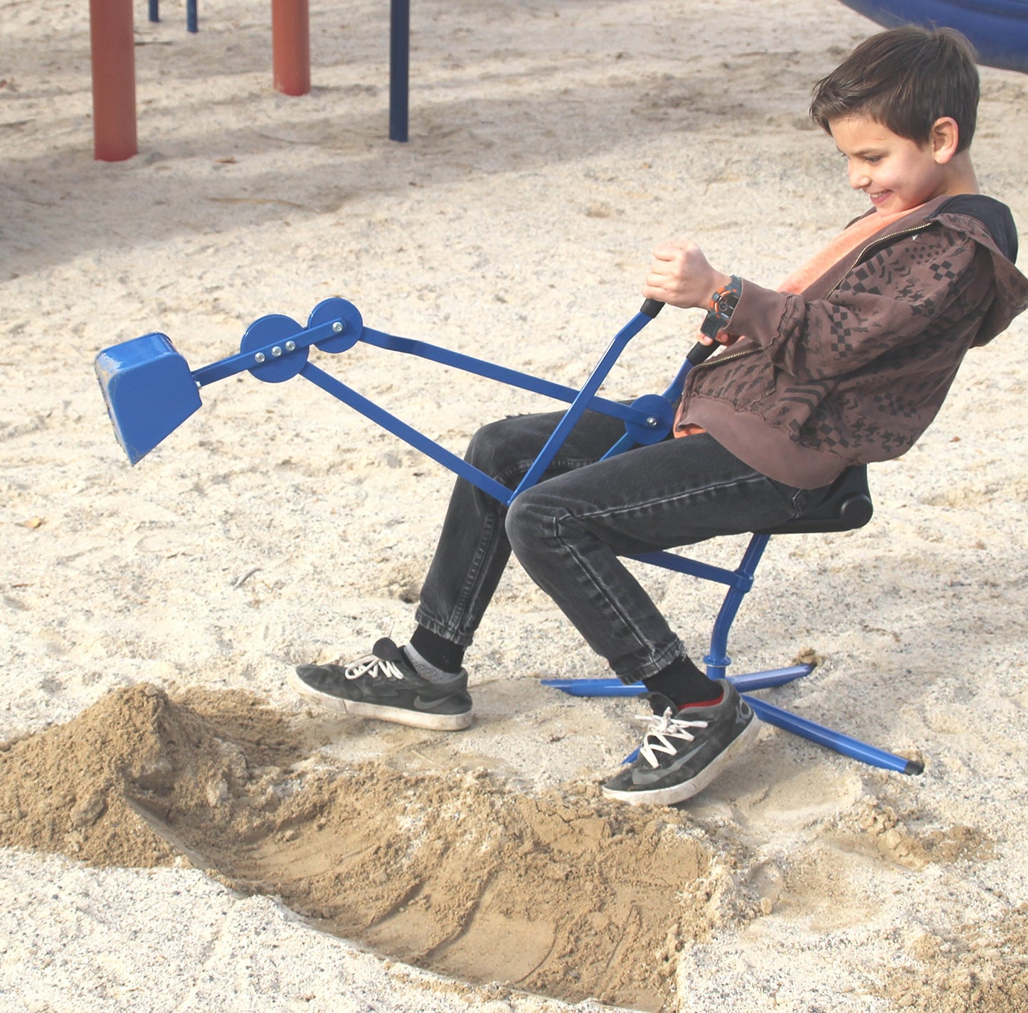 Childrensneeds.com Sand Digger Toy Backhoe for Kids (Ride On) Outdoor Digging Excavator Scooper for Dirt, Snow, Beach, Sandbox | Heavy-Duty Metal