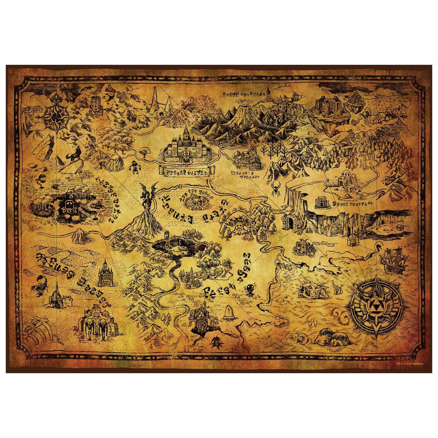 The Legend of Zelda Hyrule Map 1,000 Piece Jigsaw Puzzle | Collectible Puzzle Featuring Stylized Hyrule Map from The Legend of Zelda Video Games |