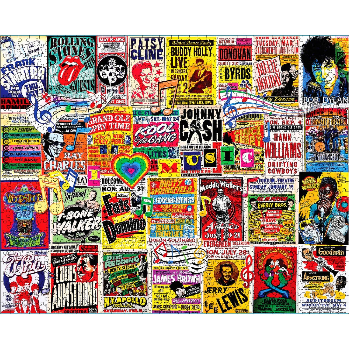 White Mountain 1000 Piece Jigsaw Puzzle Nostalgic Collage, I Love Music