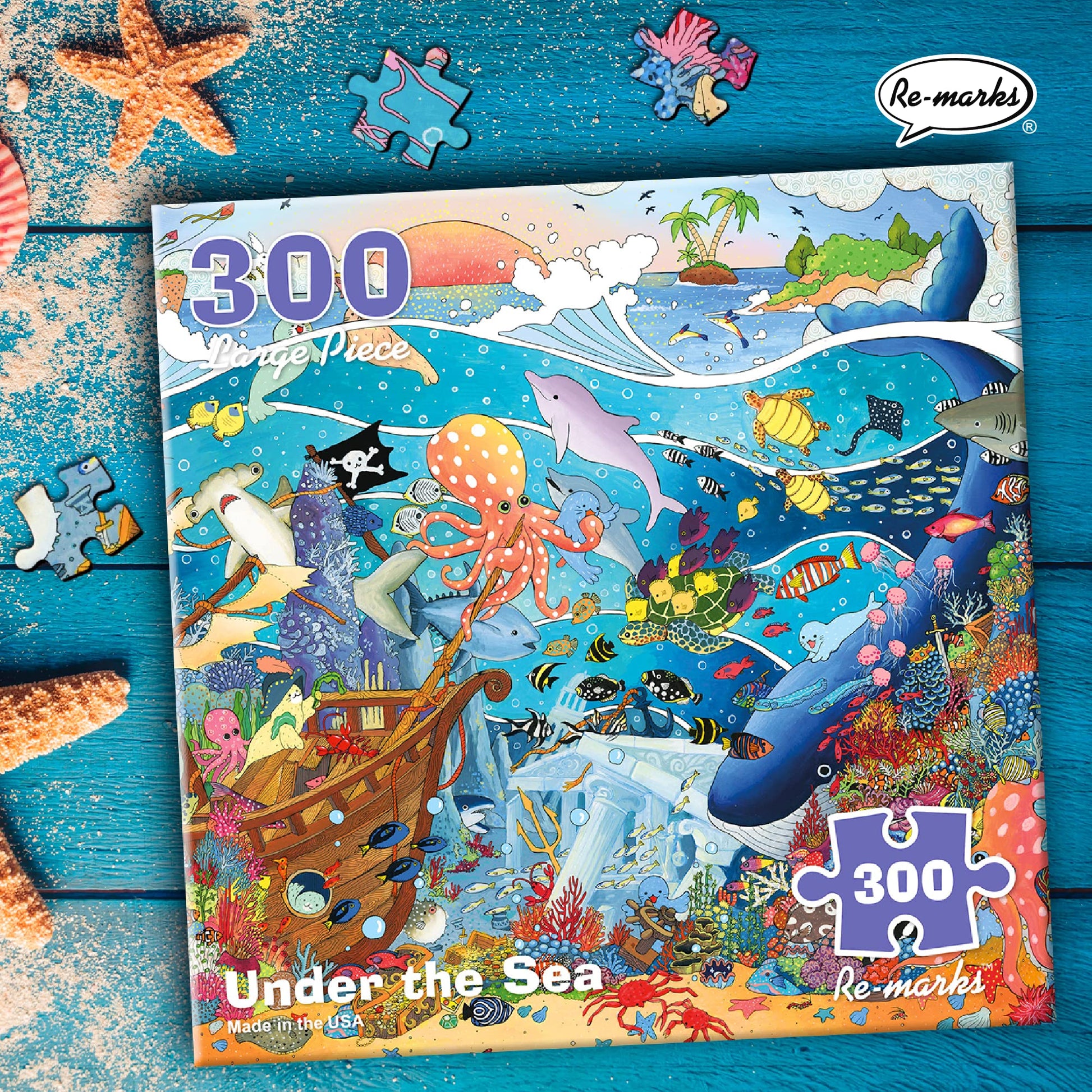 Re-marks Under the Sea Illustrated Puzzle, 300-Piece Jigsaw Puzzle for All Ages
