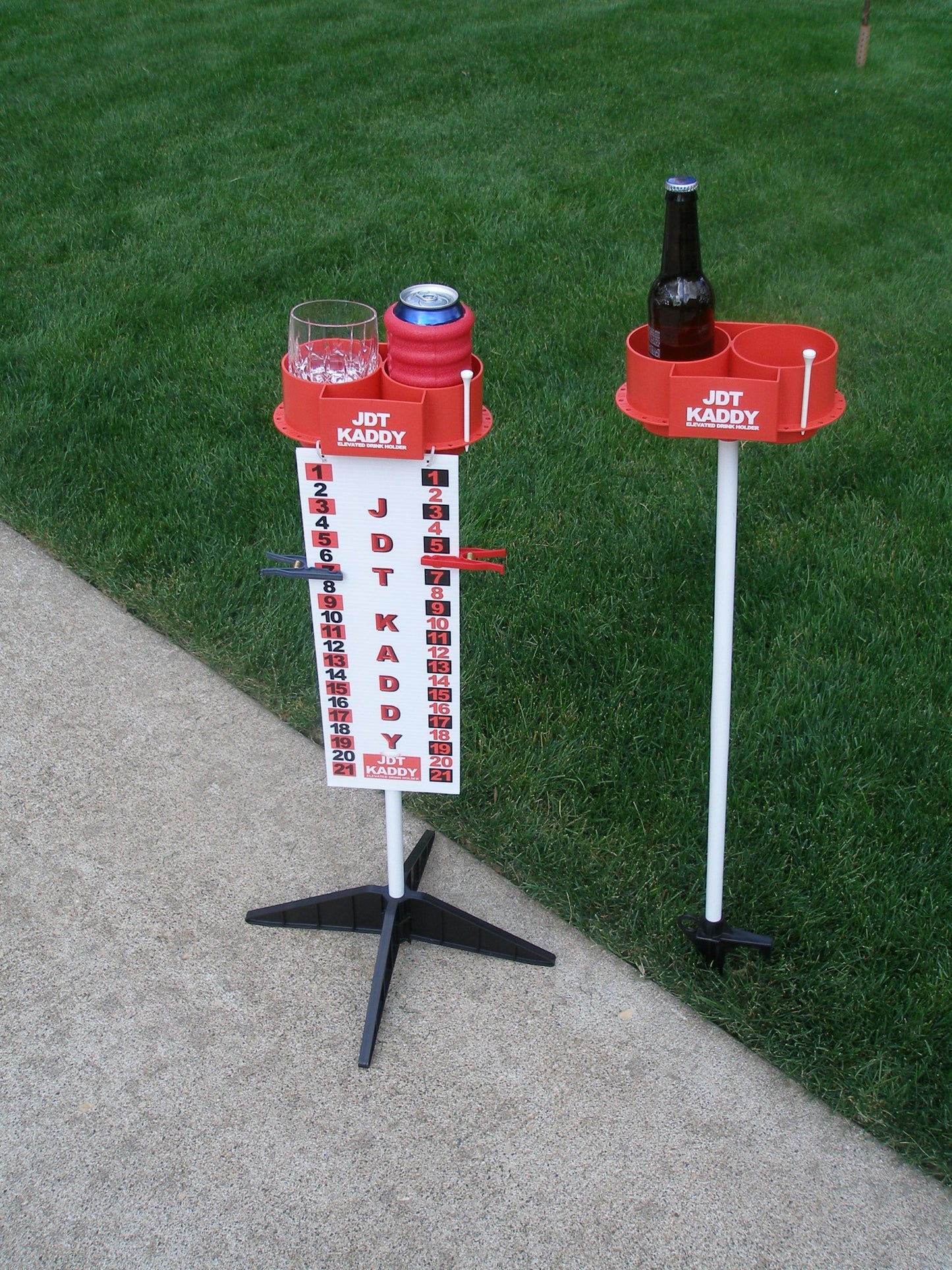 JDT Kaddy Elevated Drink Holders (Set of 2) - with Tournament Scoreboard.