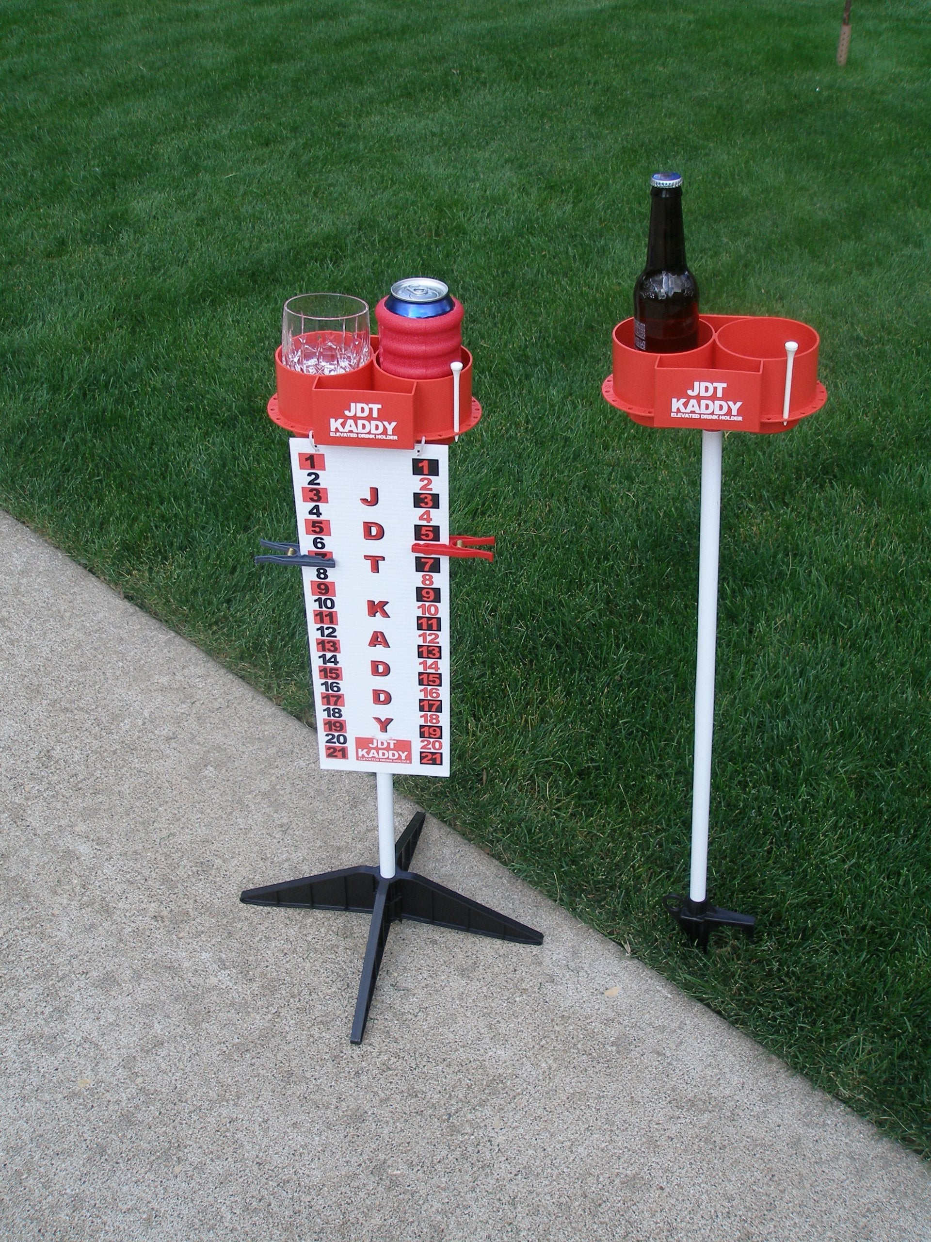 JDT Kaddy Elevated Drink Holders (Set of 2) - with Tournament Scoreboard.
