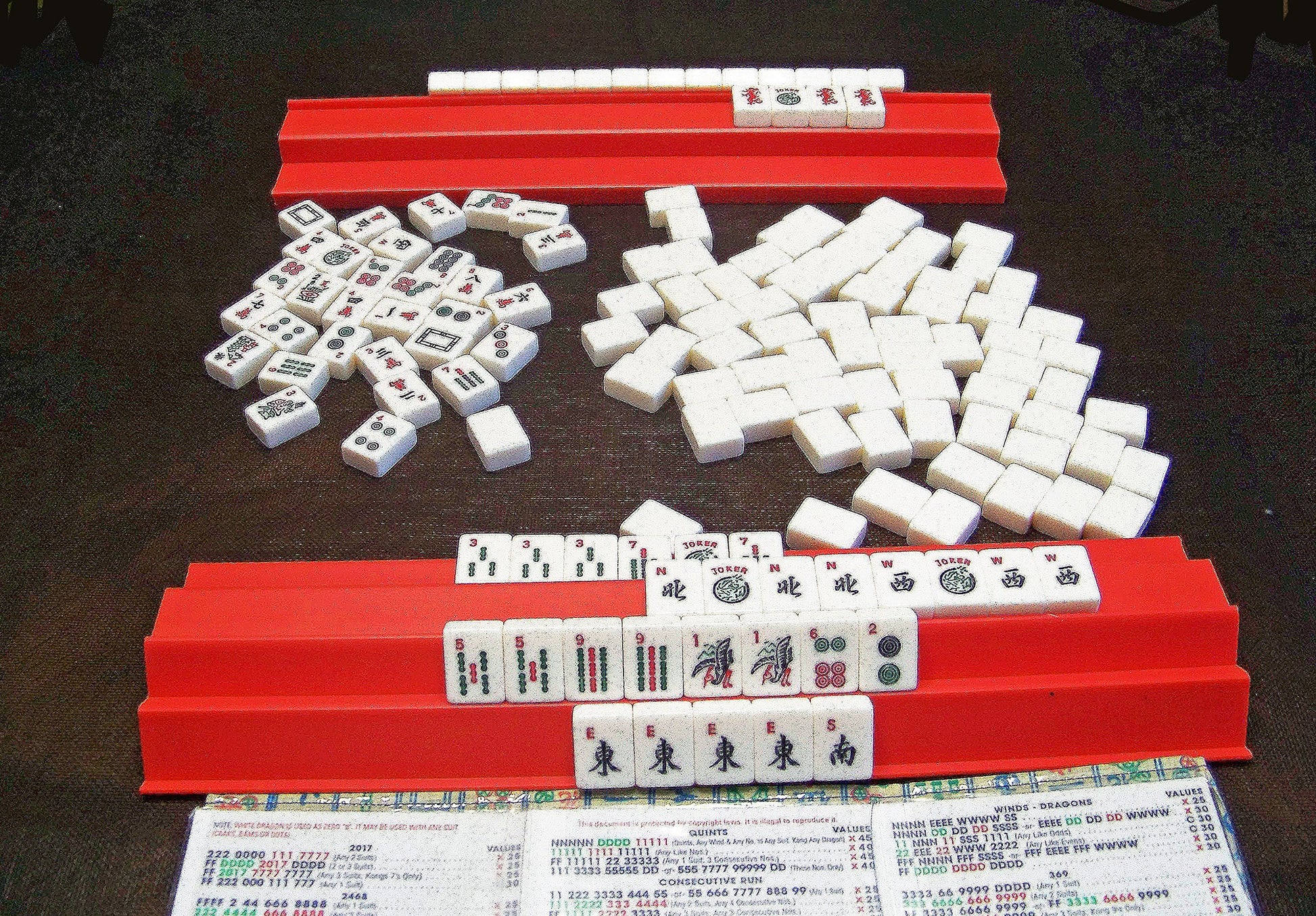 MAHJTOPS Siamese MAH JONGG Racks -4 RED