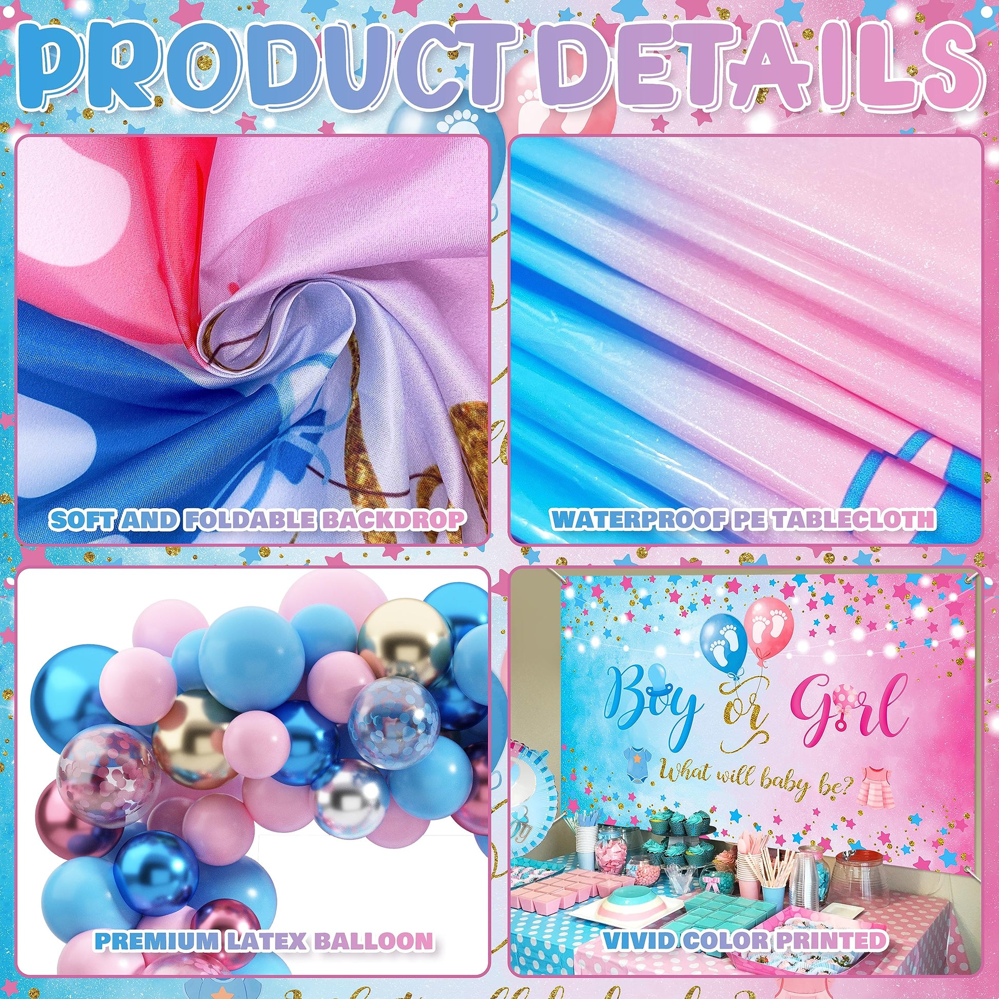 92Pcs Boy or Girl Gender Reveal Decorations Set Balloons Boxes