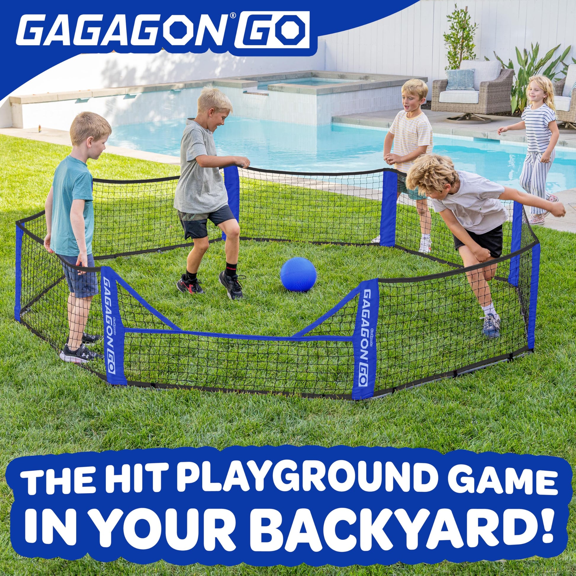 GoSports Home Gaga Ball Pit - 10 ft Portable Gagagon Go - Gaga Court for Kids, Giant Outdoor or Indoor Gaga Pit for Backyard