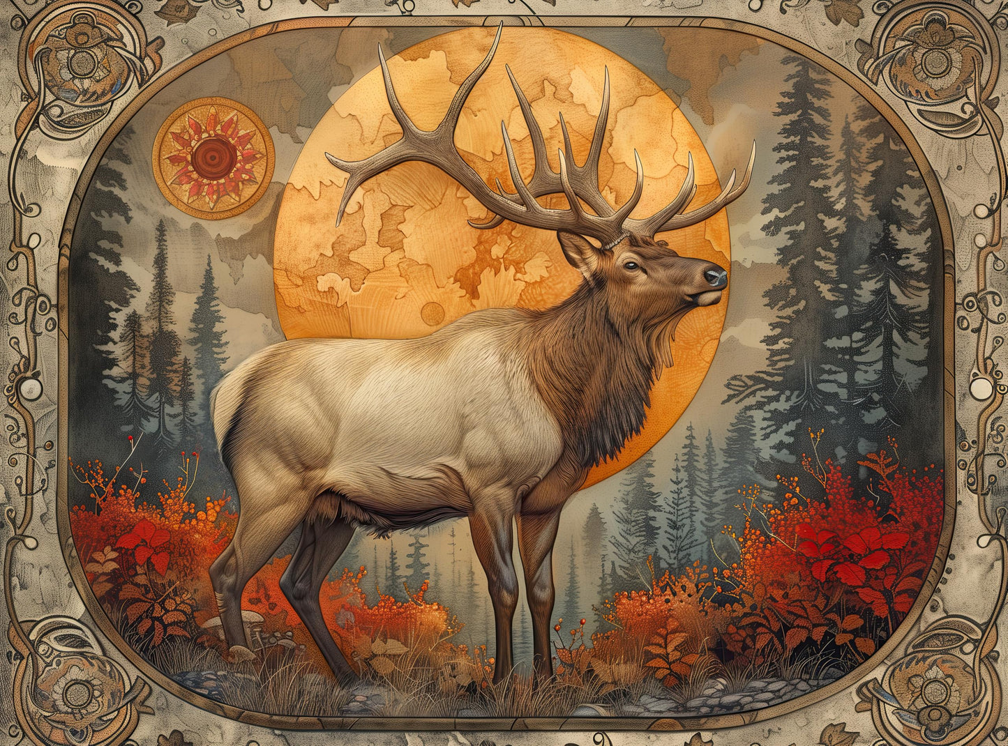 Prime Time Puzzles Adult Jigsaw Puzzle 1000 Piece Bull Elk Forest