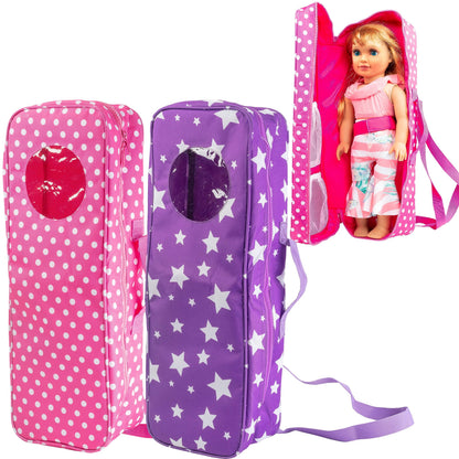Doll Storage Carrying Case Value 2 Pack - for Any 18" Doll - Organizer Storage Traveling Accessories Compatible with American Girl- Clear Window