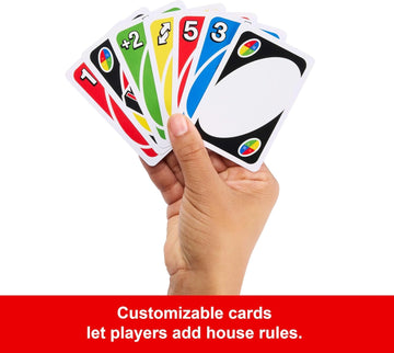 Mattel Games UNO Card Game for Kid, Adult & Family Nights & Parties, Travel & Vacations, Color Blind Accessible & Customizable Deck (Amazon Exclusive)