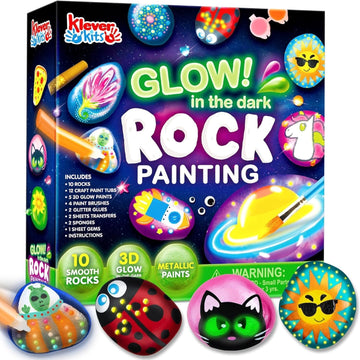 Rock Painting Kit- Glow in The Dark Rock Kit, Arts and Crafts for Kids Ages 6-12, Art Supplies Toy, Kids Craft Paint Kits, Arts & Crafts for Boys