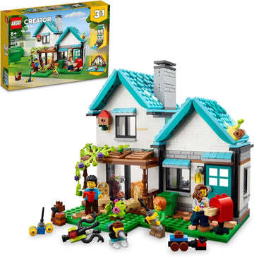 LEGO Creator 3 in 1 Cozy House Building Toys - Toy Figures & Pretend Play Playsets for Boys & Girls, Ages 8+ - 3 Building Options - Gift for Birthdays