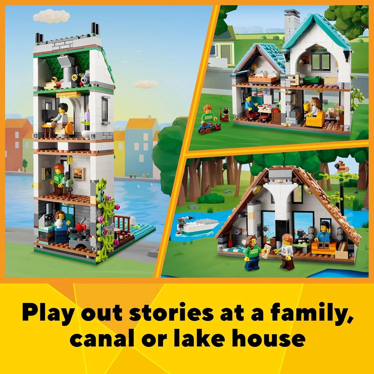 LEGO Creator 3 in 1 Cozy House Building Toys - Toy Figures & Pretend Play Playsets for Boys & Girls, Ages 8+ - 3 Building Options - Gift for Birthdays