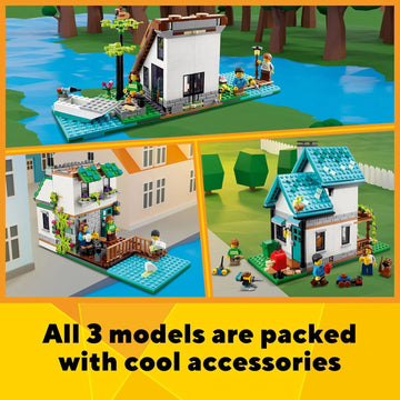 LEGO Creator 3 in 1 Cozy House Building Toys - Toy Figures & Pretend Play Playsets for Boys & Girls, Ages 8+ - 3 Building Options - Gift for Birthdays